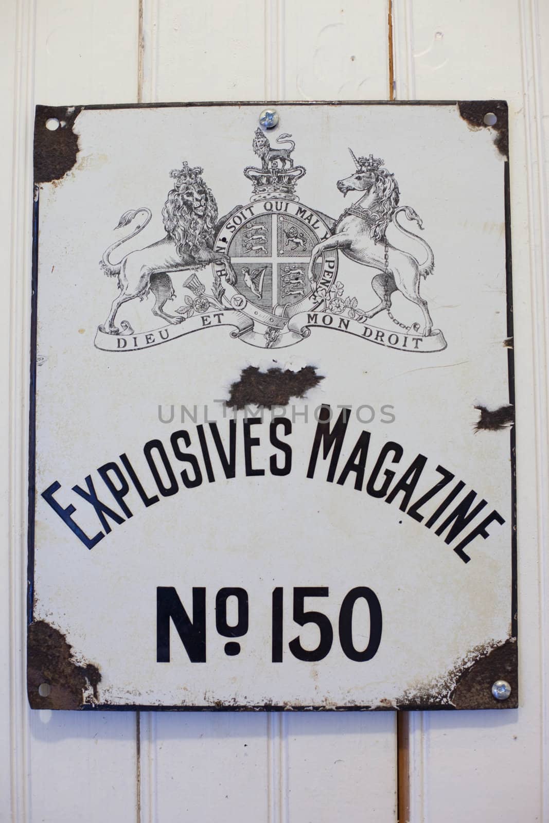 Vintage 'Explosives Magazine No. 150' sign, Pilgrim's Rest