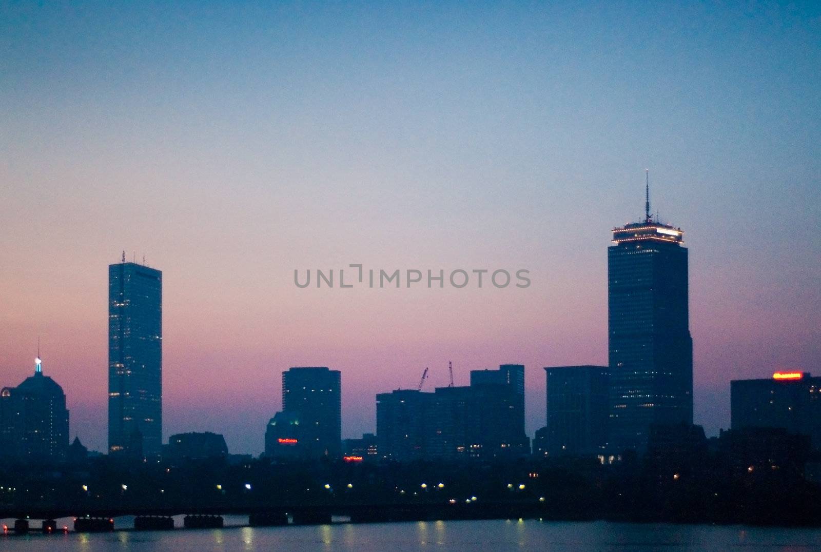 Skyline of Boston's Back Bay area seen at dawn