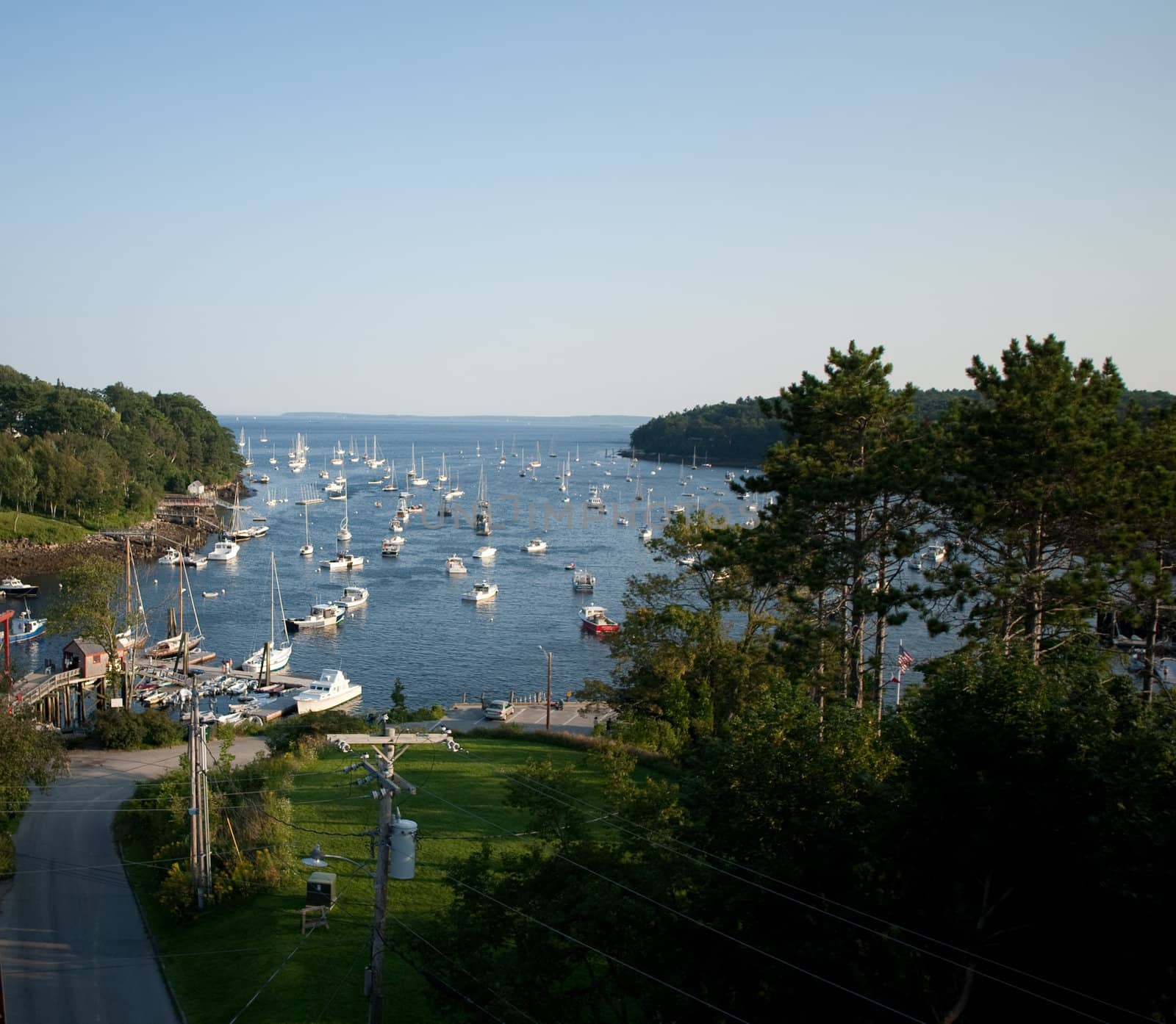 Harbor at Rockport, Maine seen from a high angle
