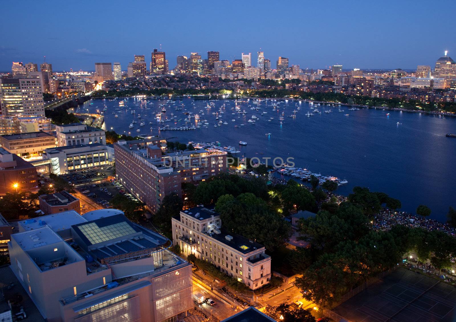 Aerial view of Cambridge and Boston's Back Bay