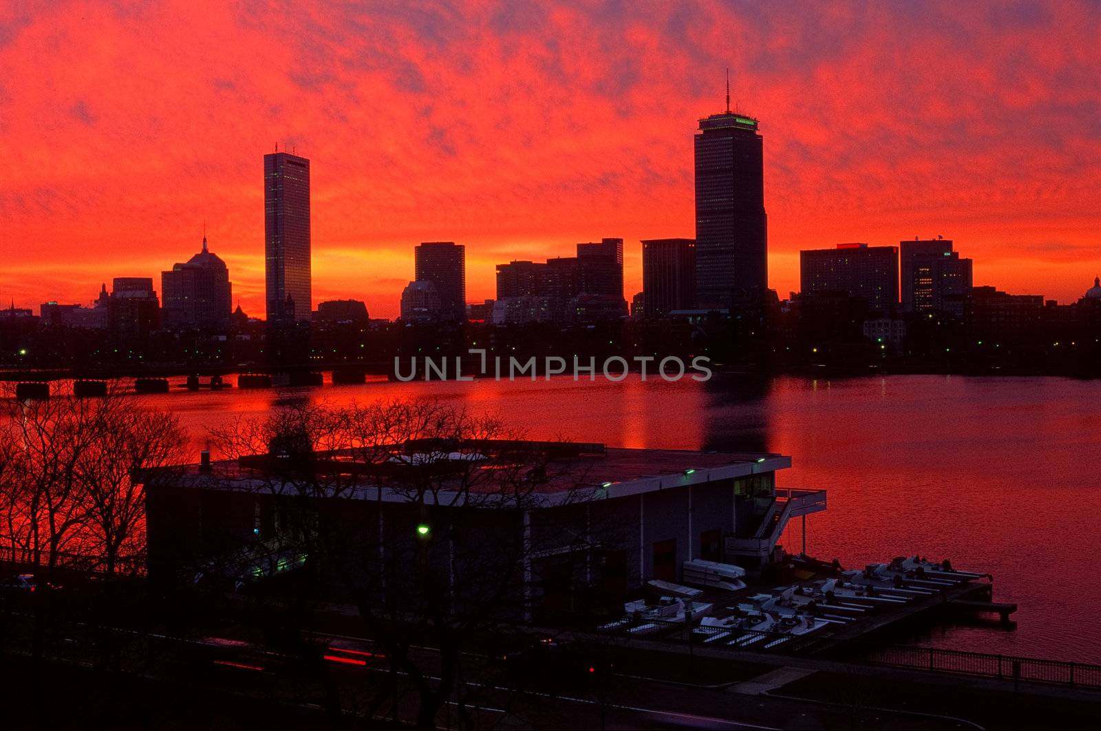 Boston skyline and MIT boathouse by edan