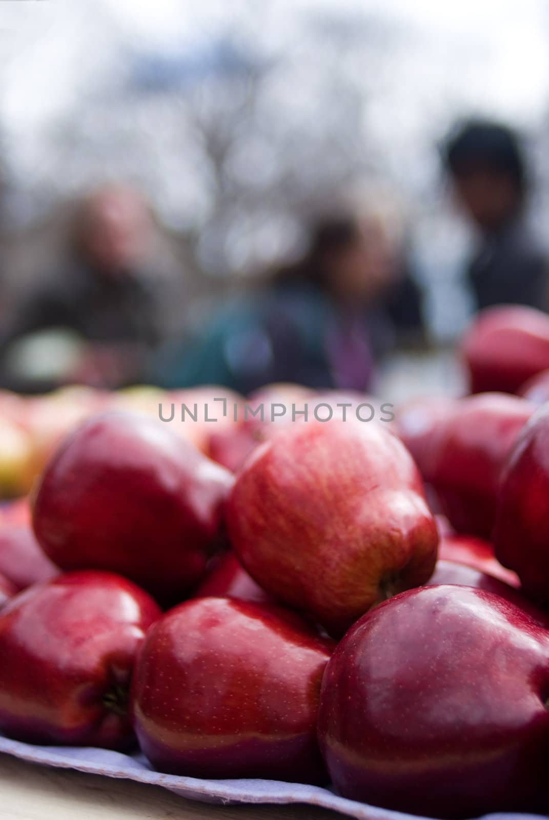 Apples stacked for sale at a market