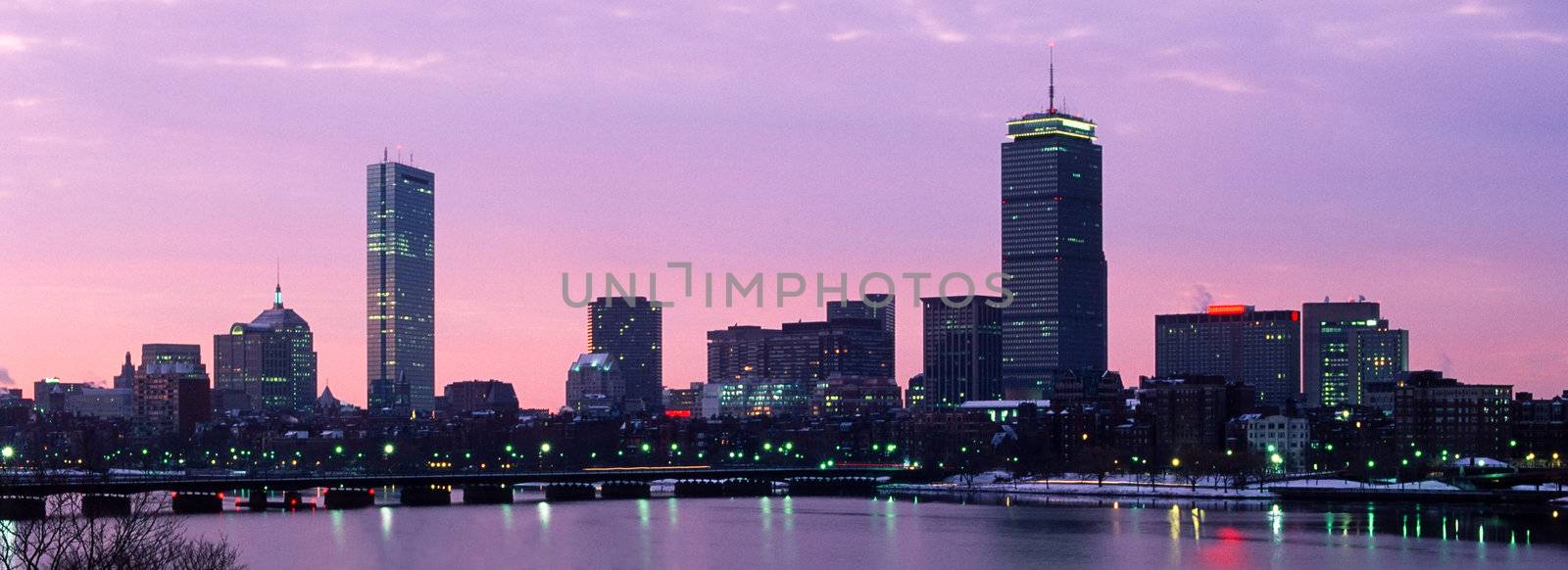 Boston's Back Bay skyline with Prudential and Hancock Buildings