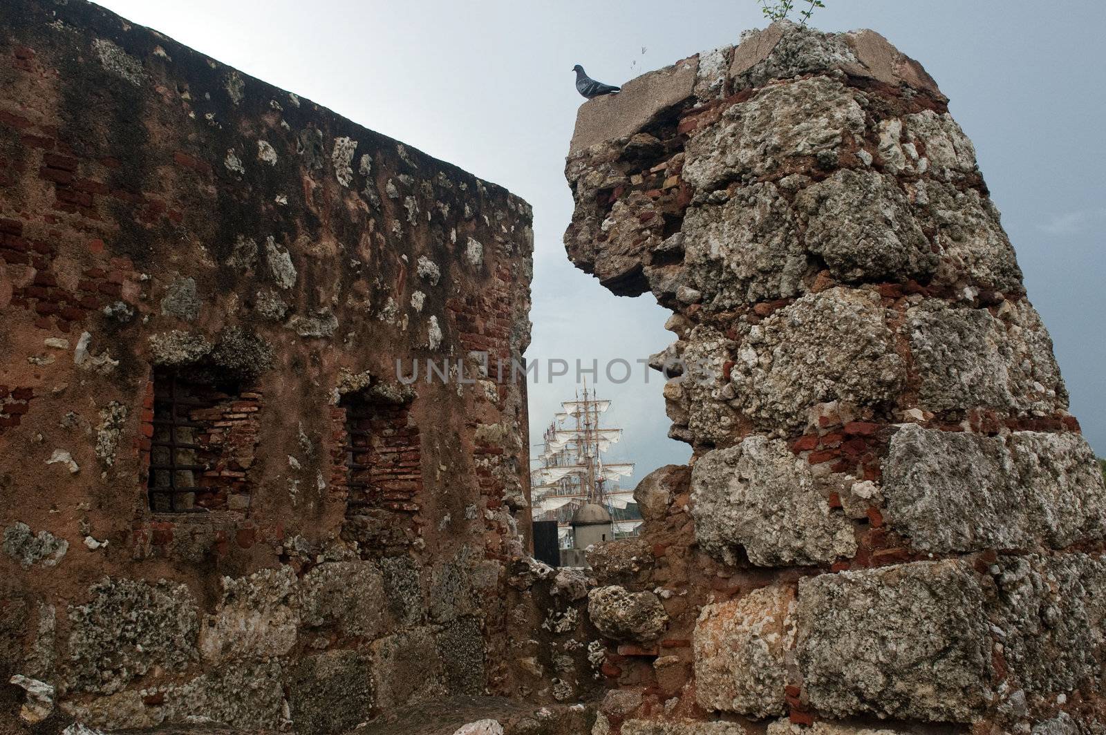 Walls of Fortaleza Ozama, Santo Domingo, Dominican Republic