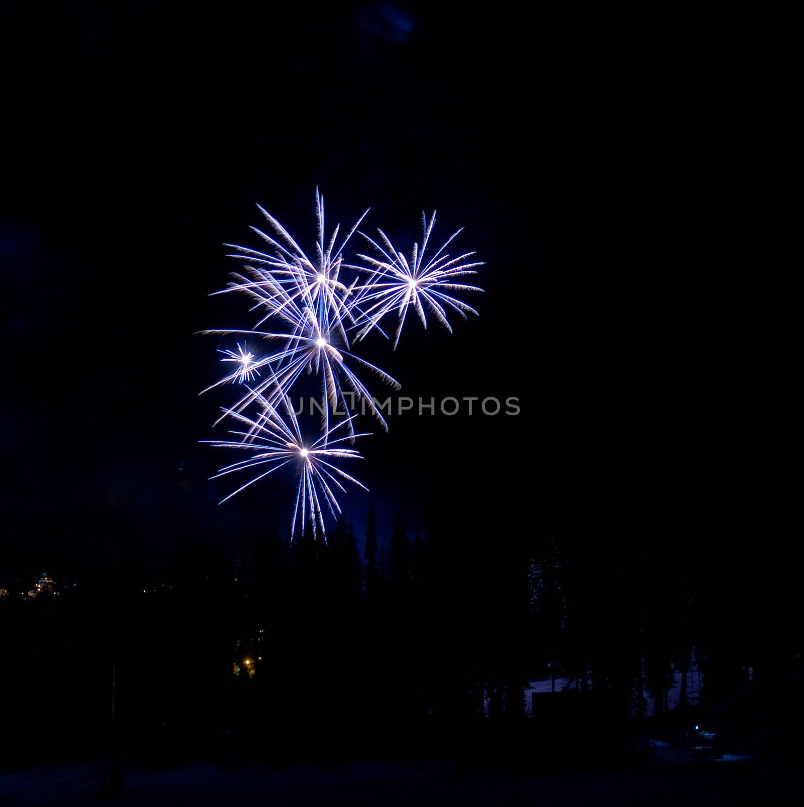 Fireworks at a ski resort in British Columbia by edan
