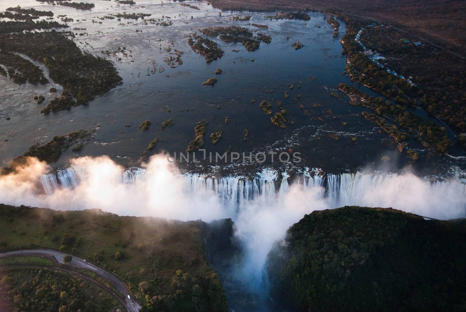 Victoria Falls seen from the air, Zambia/Zimbabwe