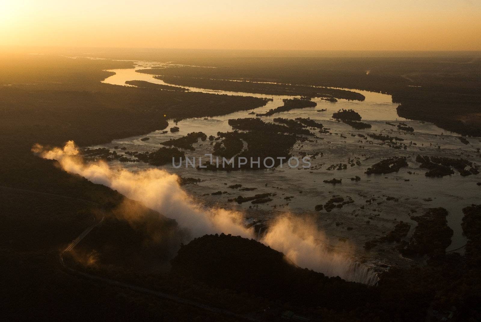 Victoria Falls seen from the air, Zambia/Zimbabwe