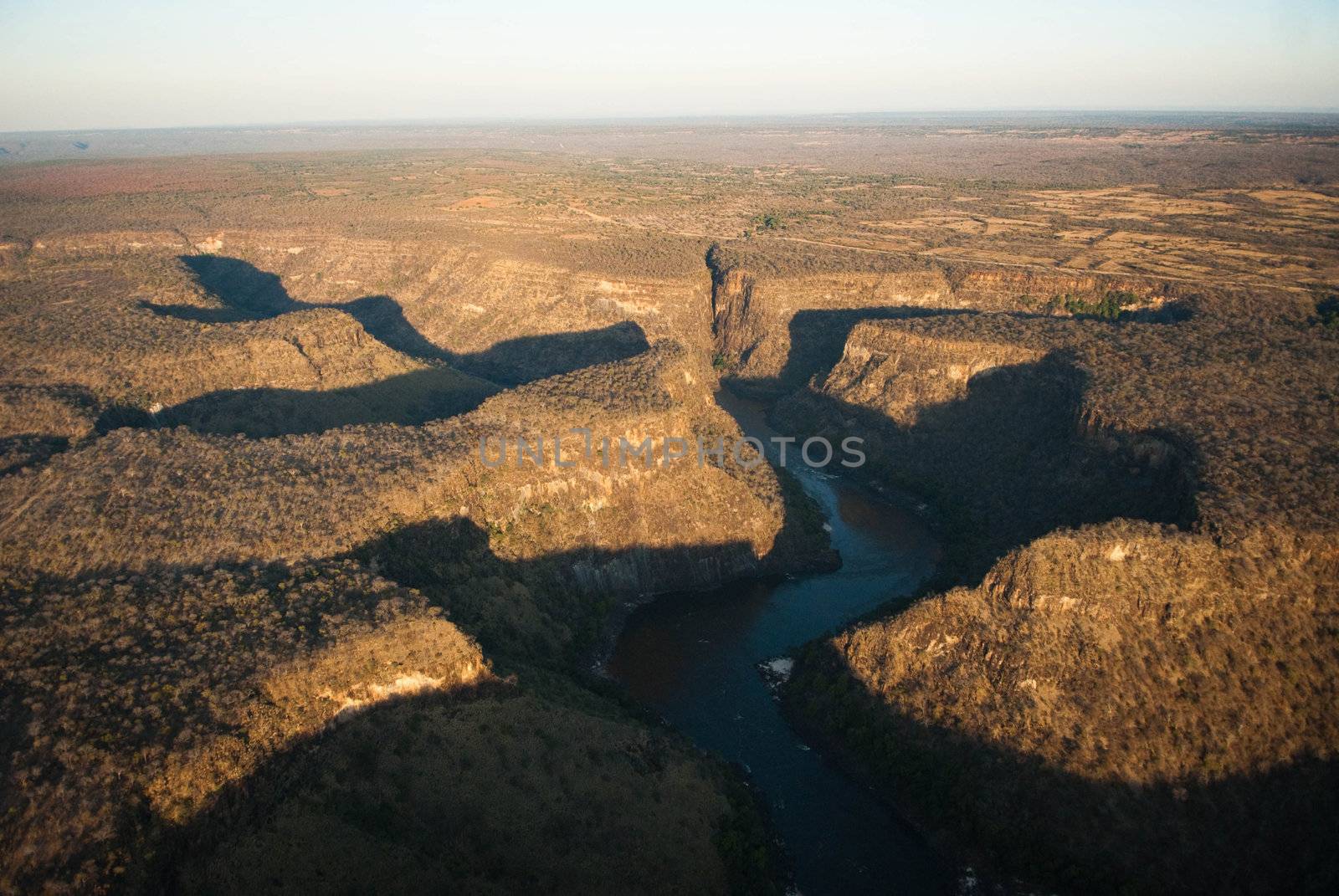 Aerial view of Batoka Gorge on the Zambezi River