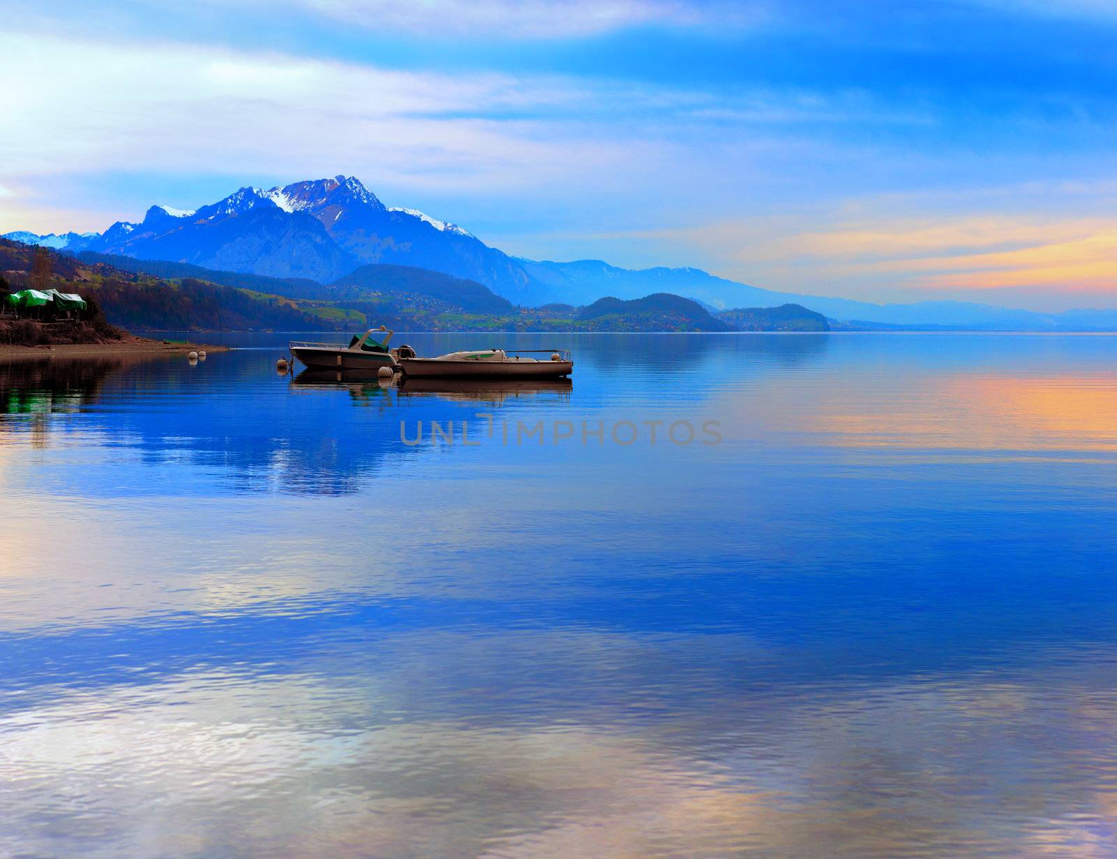 Boats on Lake Thun.  by vladimir_sklyarov