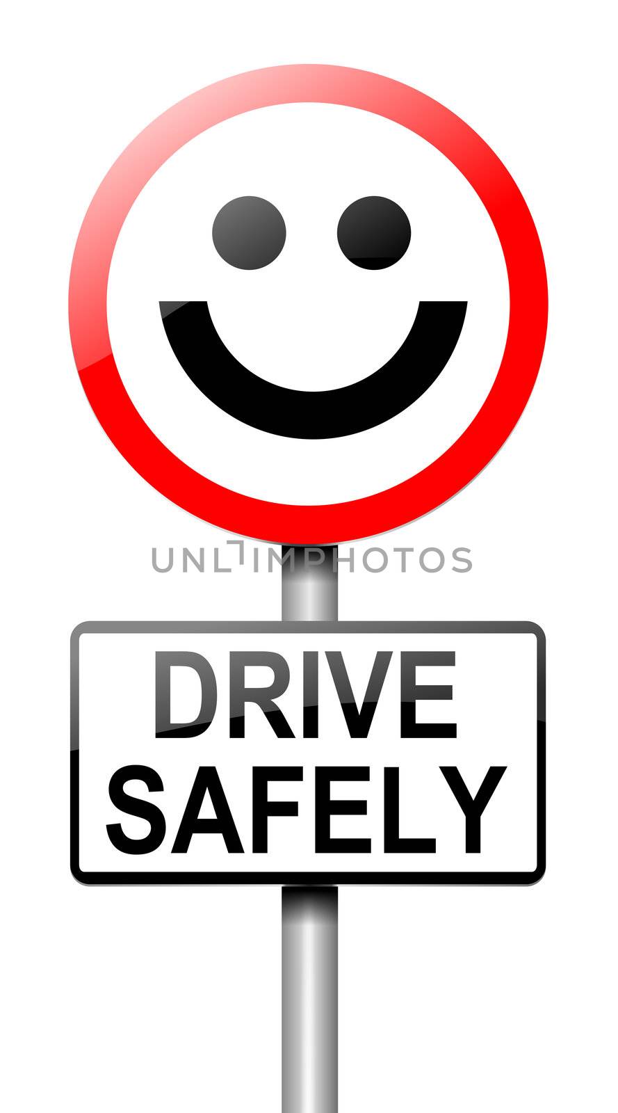 Illustration depicting a roadsign with a safe driving concept. White background.