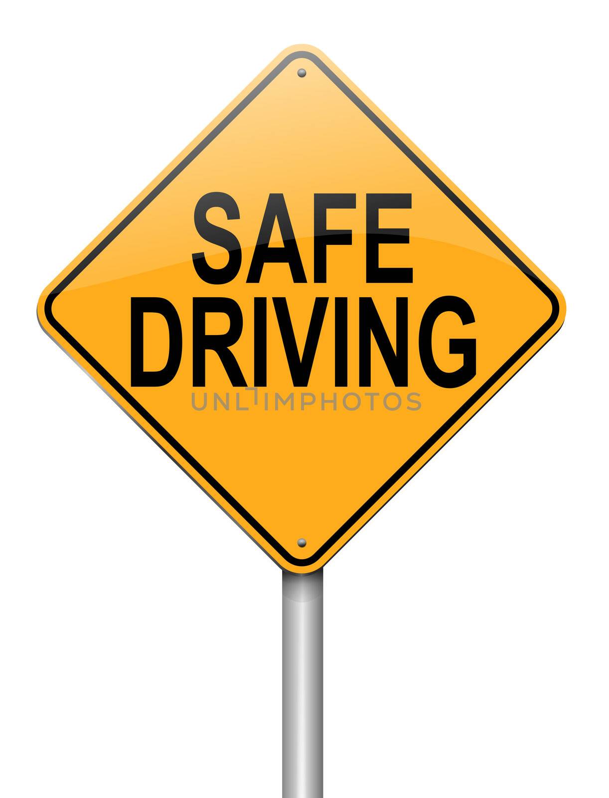 Illustration depicting a roadsign with a safe driving concept. White background.