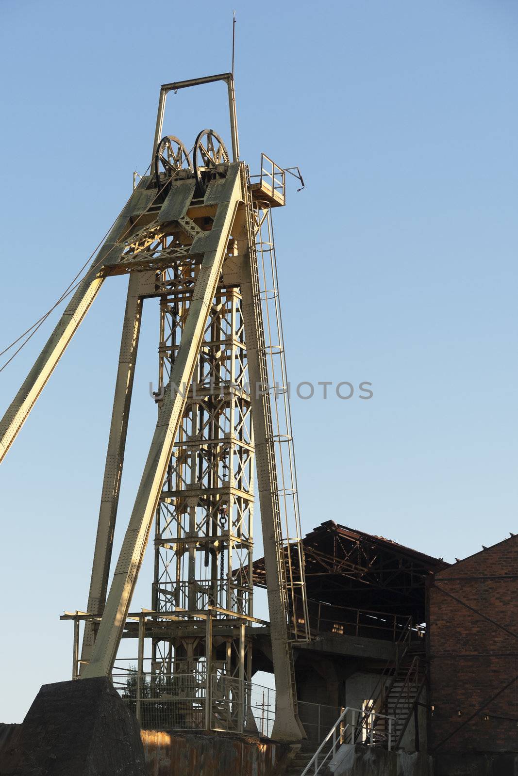 Rusty headframe in the abandoned mine of Lousal, Grandola, Portugal