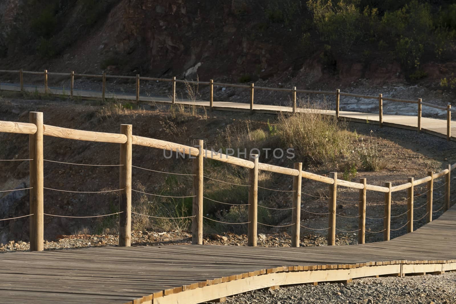 Boardwalk track in the abandoned mine of Lousal, Grandola, Portugal