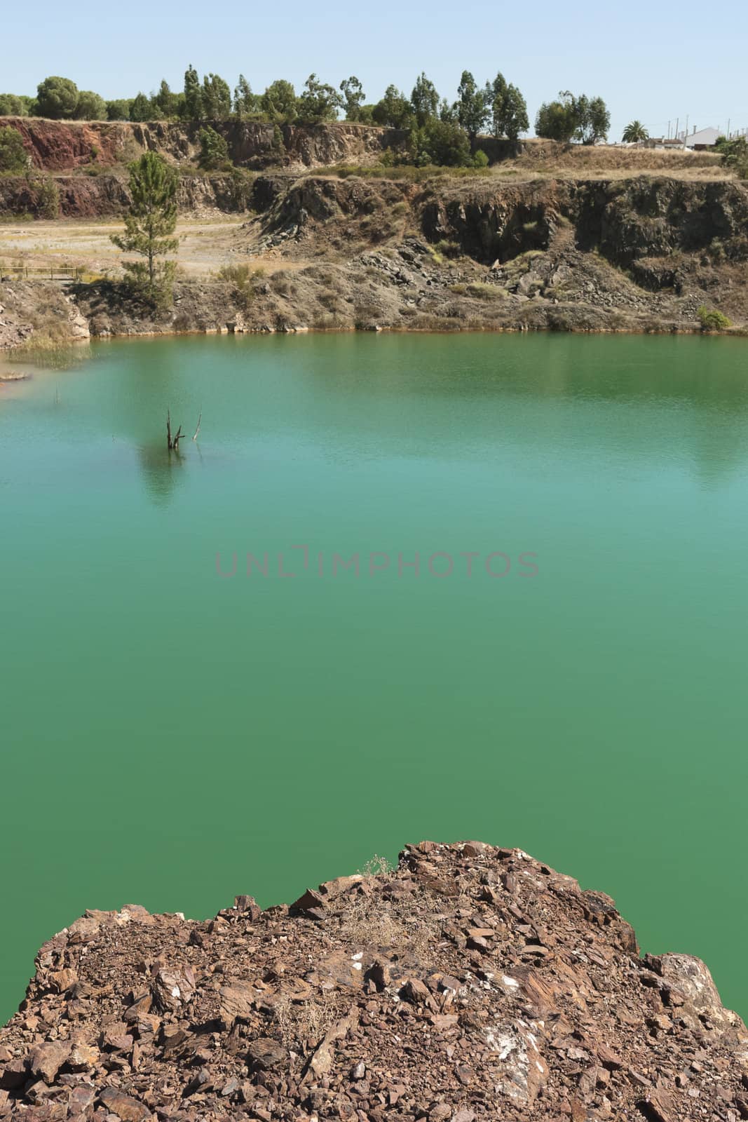 Polluted water pond in the abandoned mine of Lousal, Grandola, Portugal