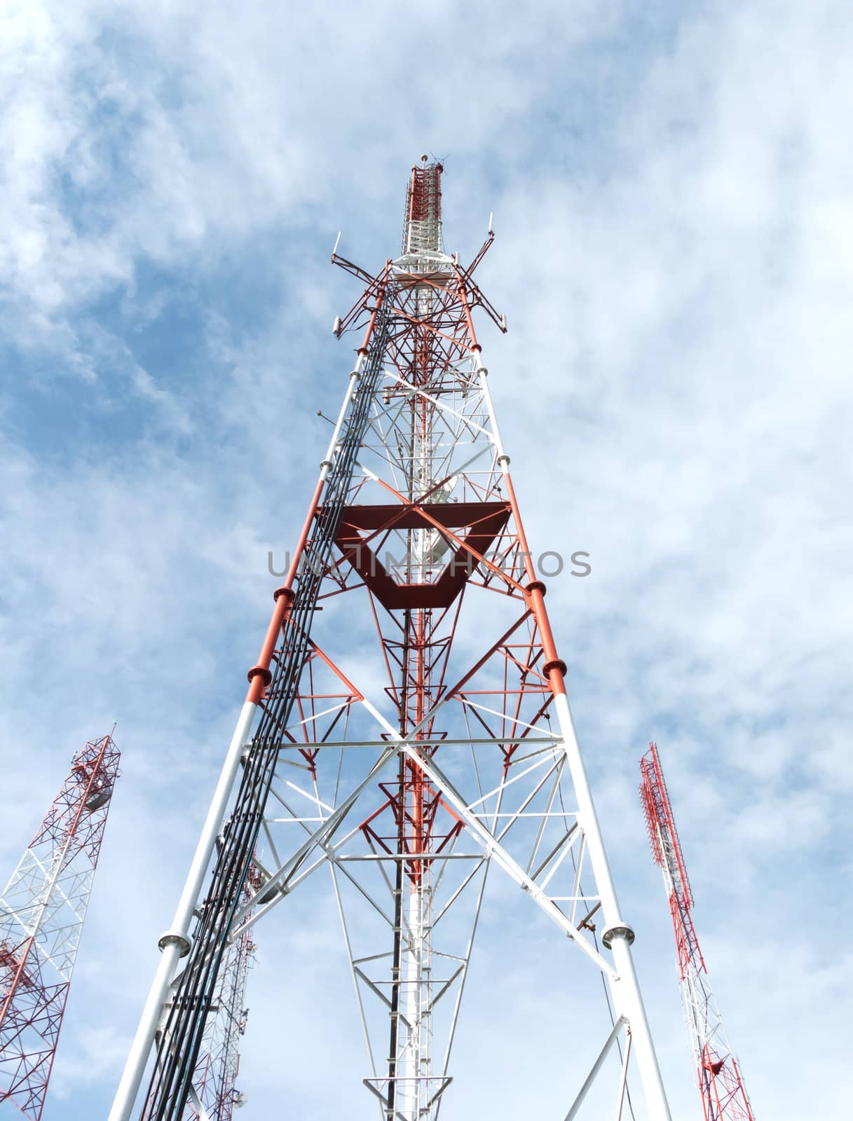 Telecommunication towers with blue sky