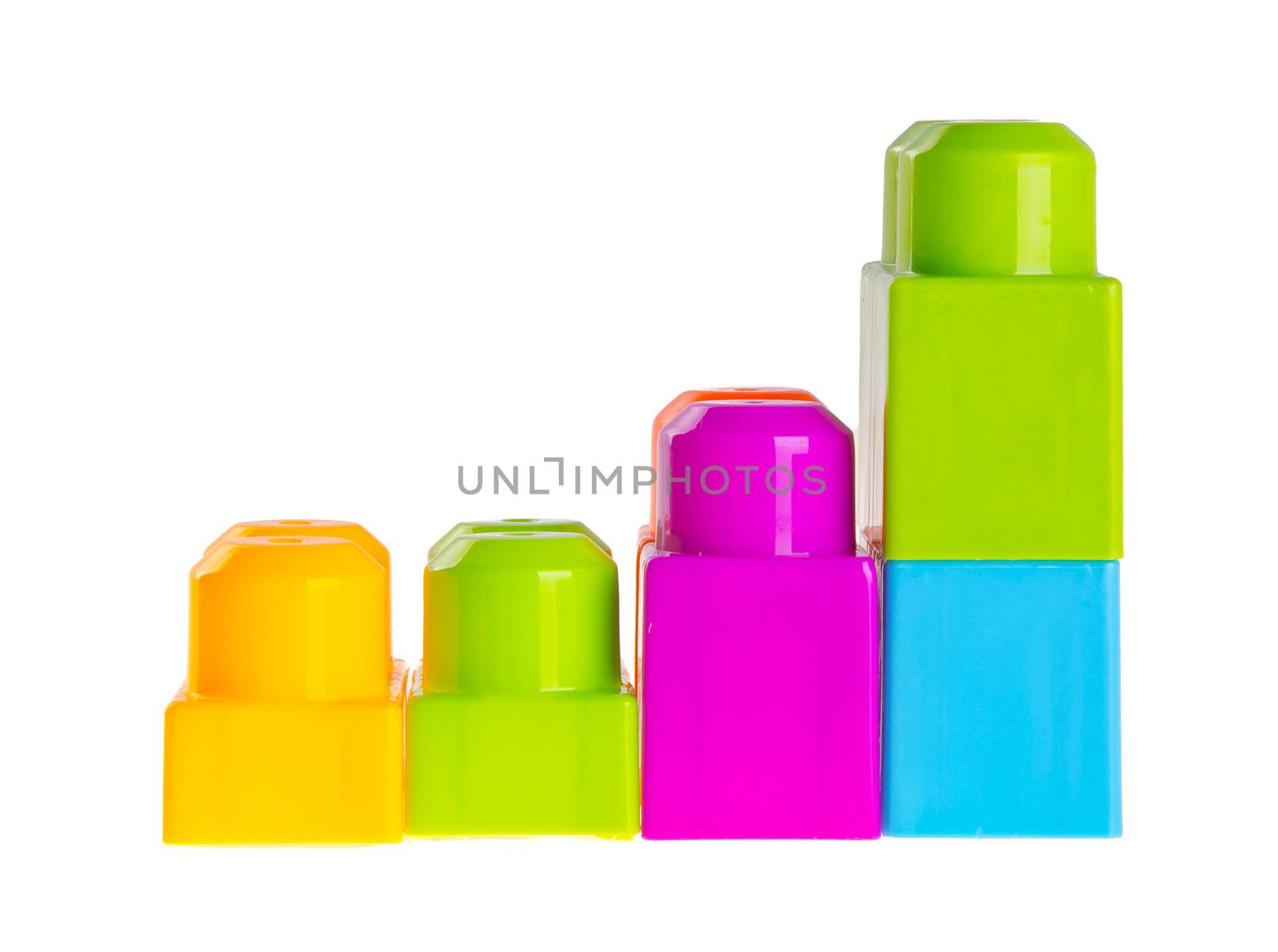 Plastic building blocks on a background