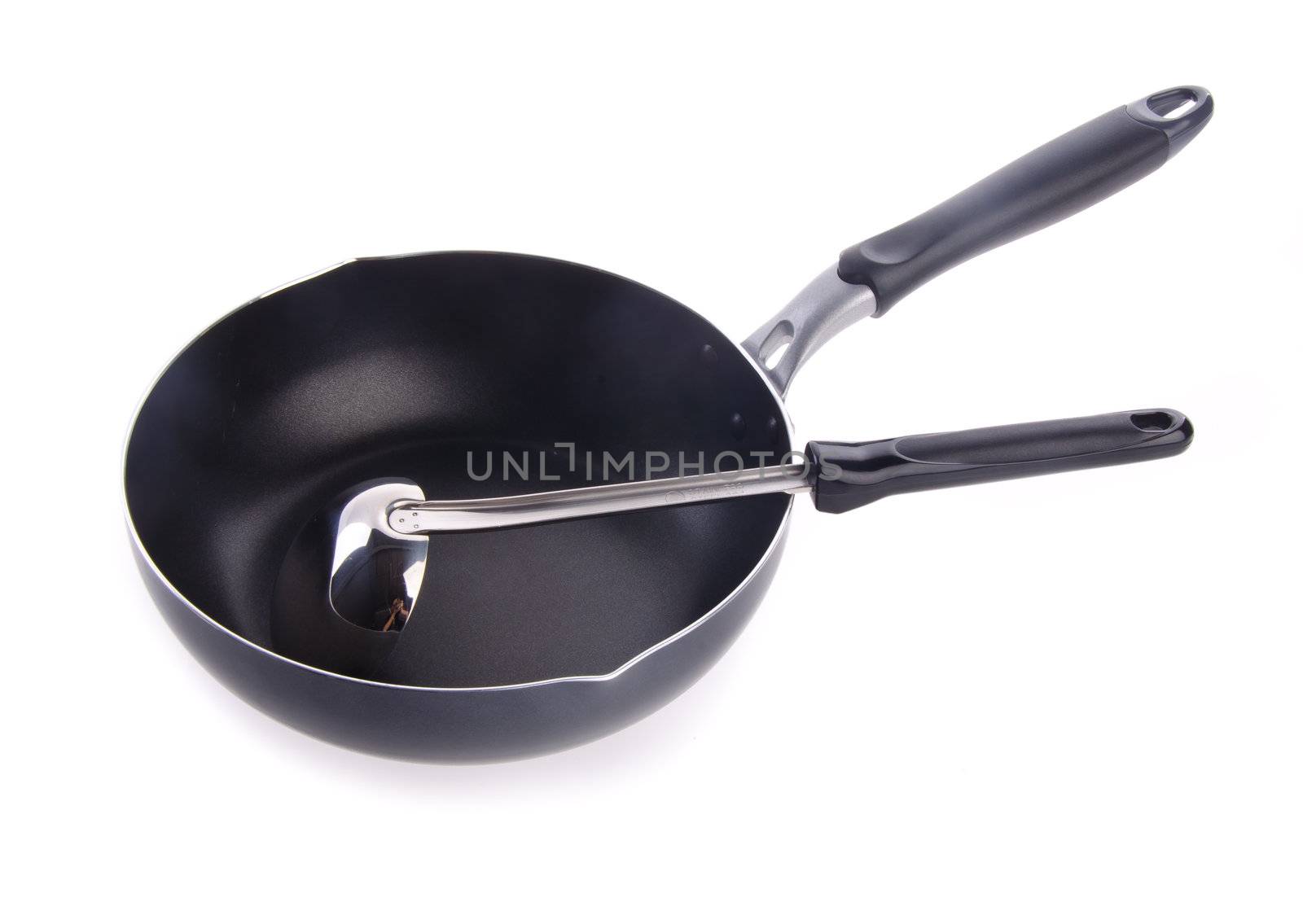 pan, metal frying pan, on a white background