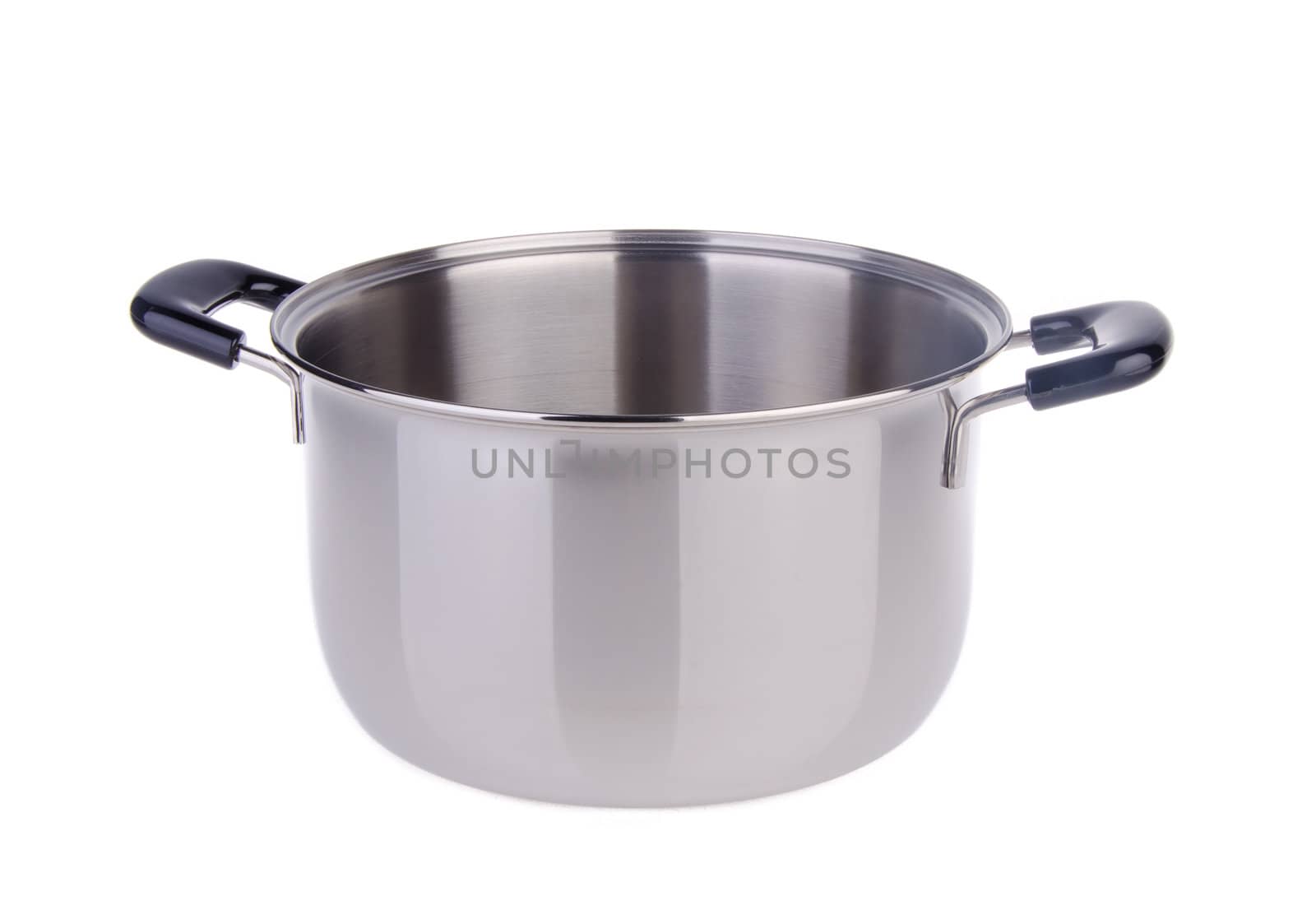 Stainless steel cooking pot isolated on white