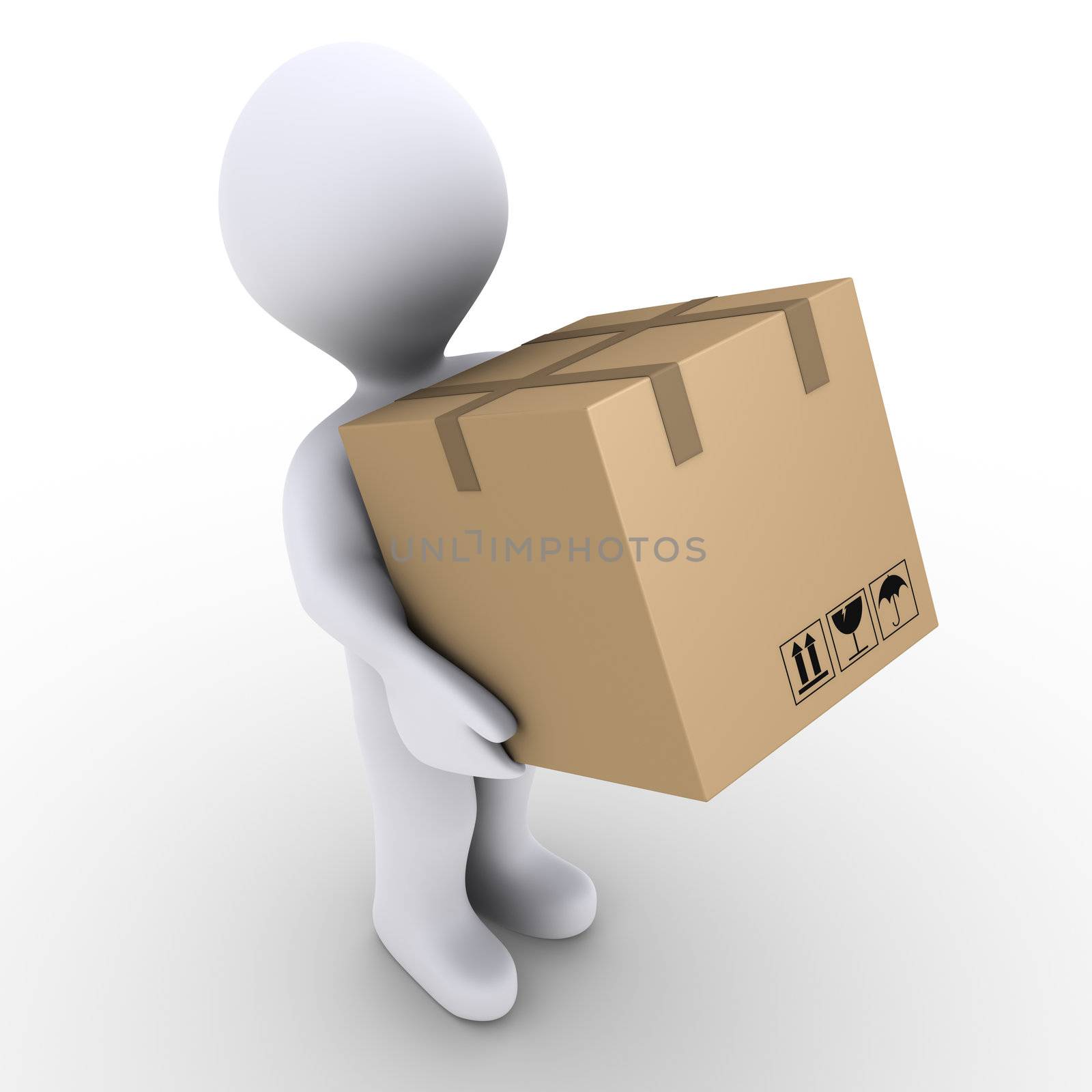 3d person is carrying a sealed carton box