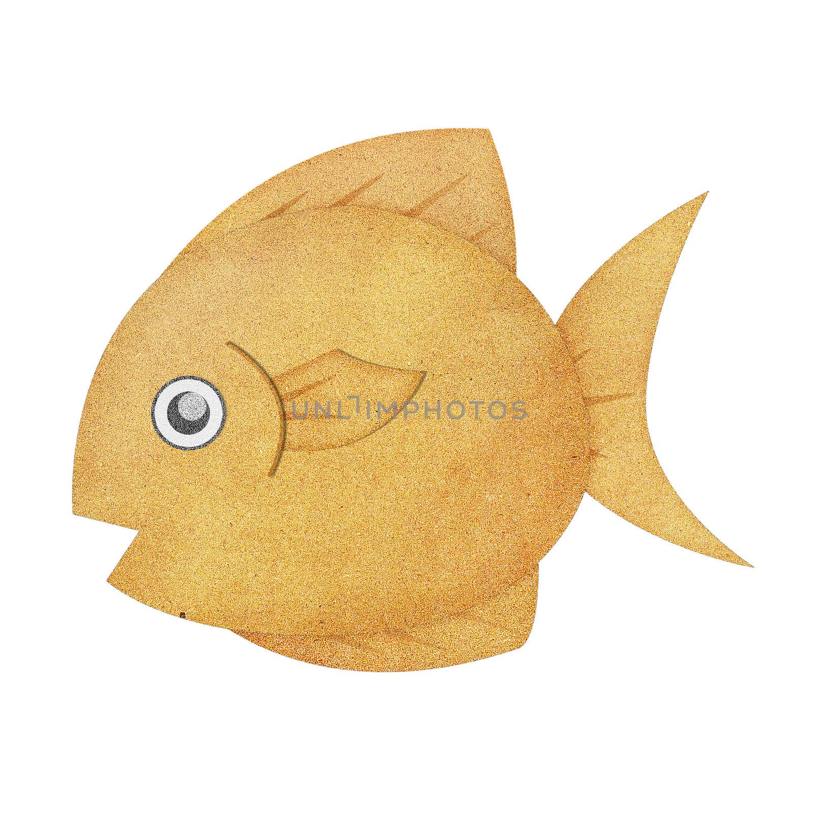 Recycled paper texture fish illustration isolated on white by jakgree