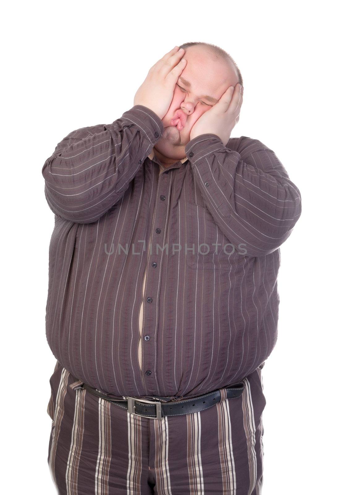 Obese man squashing his face by Discovod