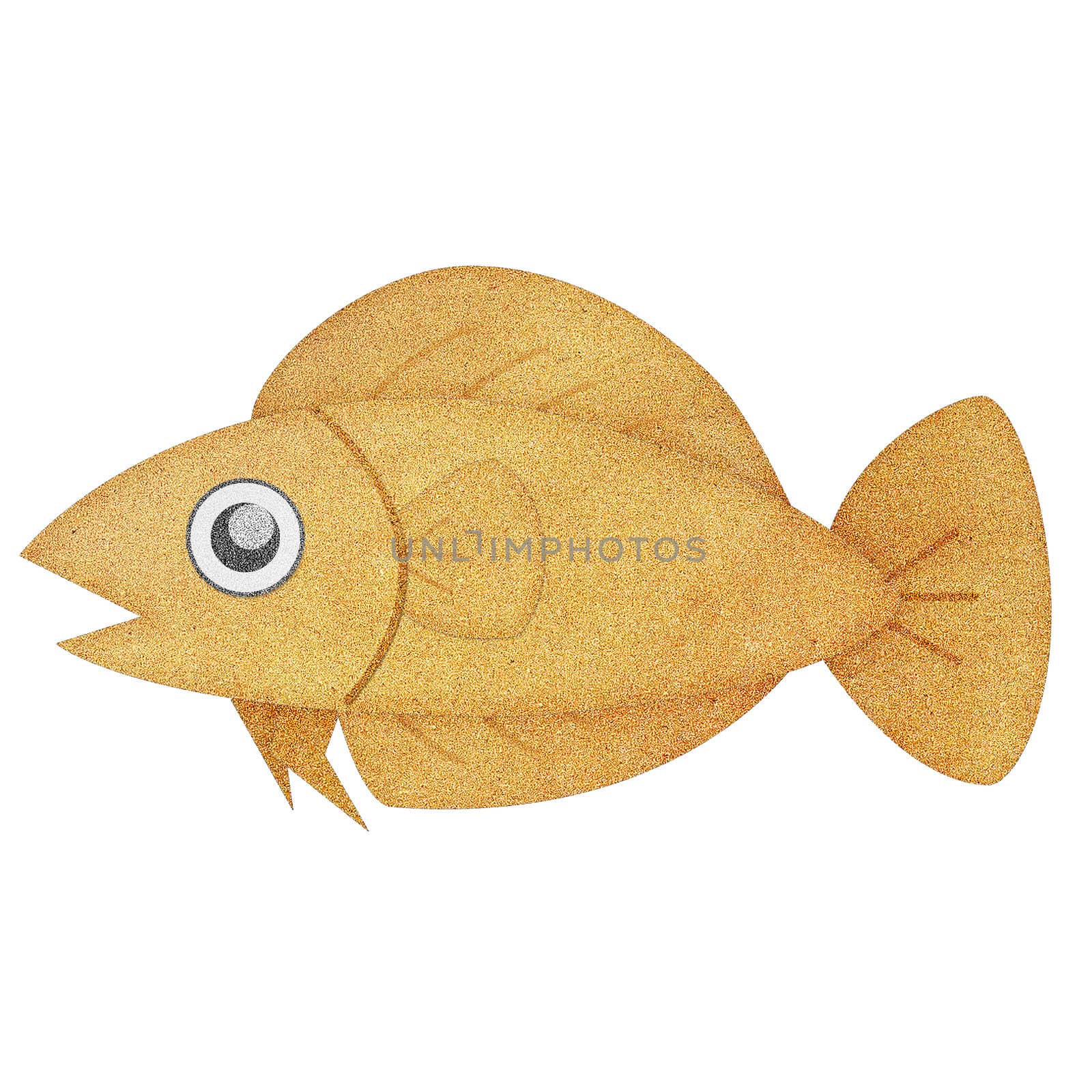 Recycled paper texture fish illustration isolated on white by jakgree