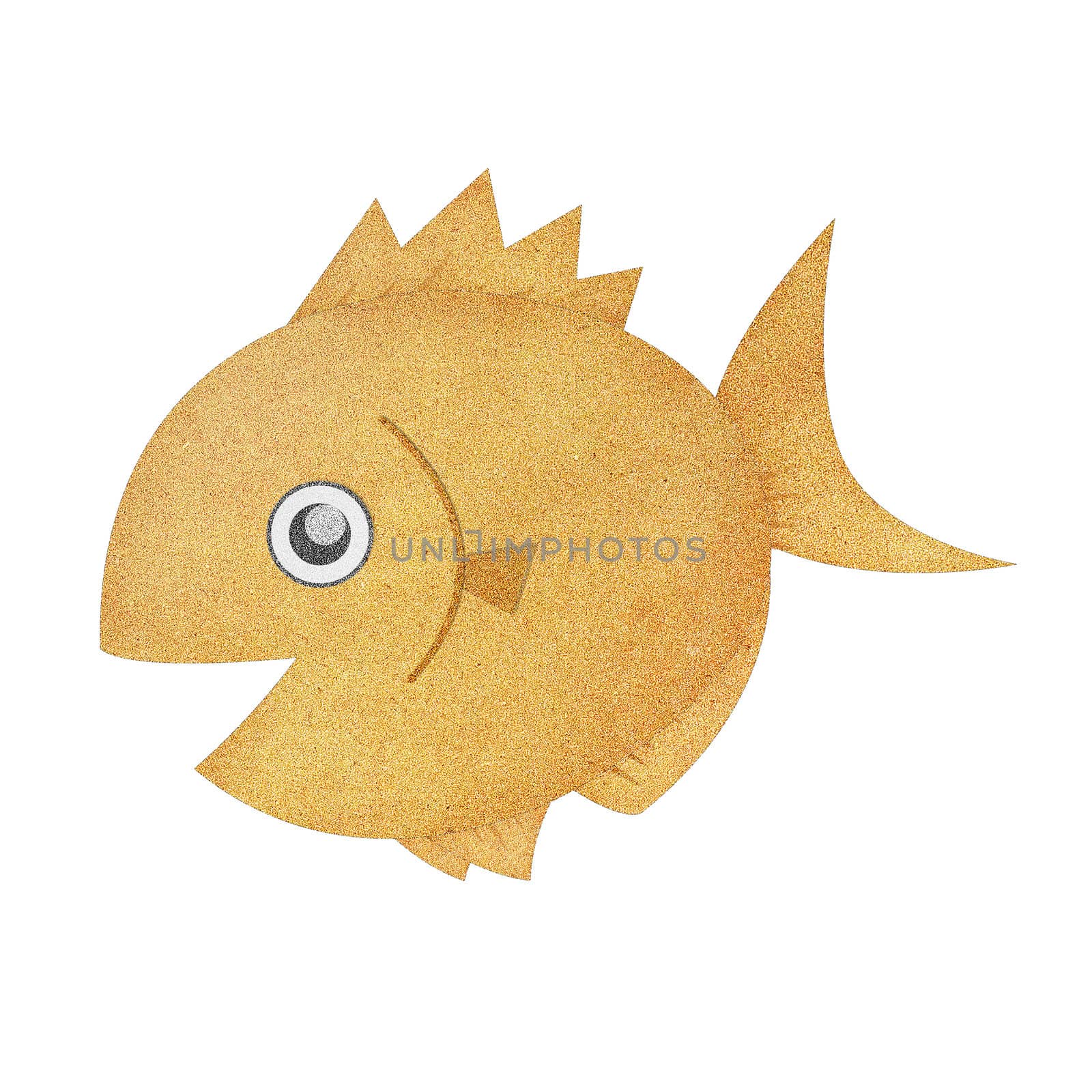 Recycled paper texture fish illustration isolated on white by jakgree