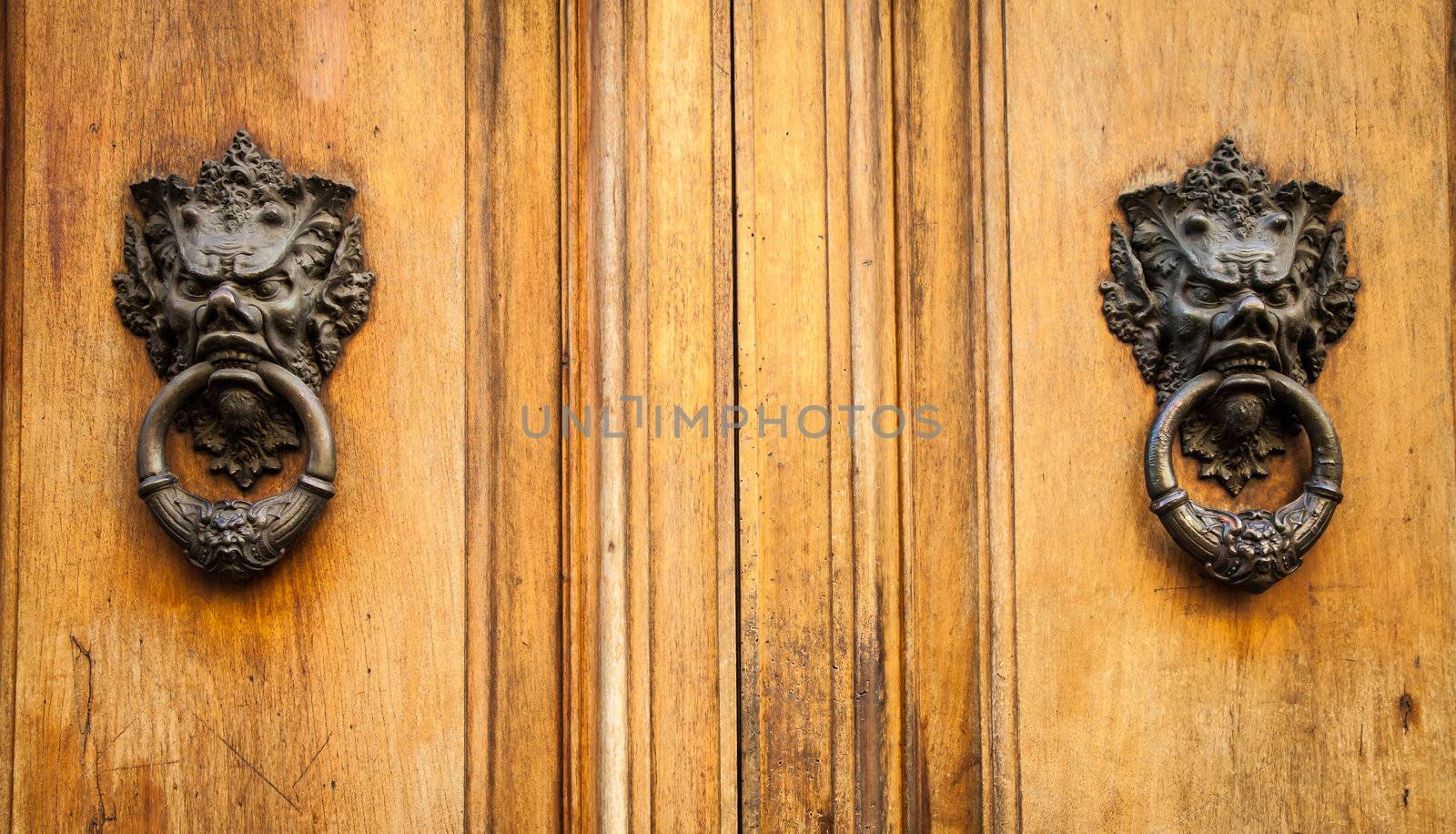 Door knoker on an old wodden door in Tuscany - Italy