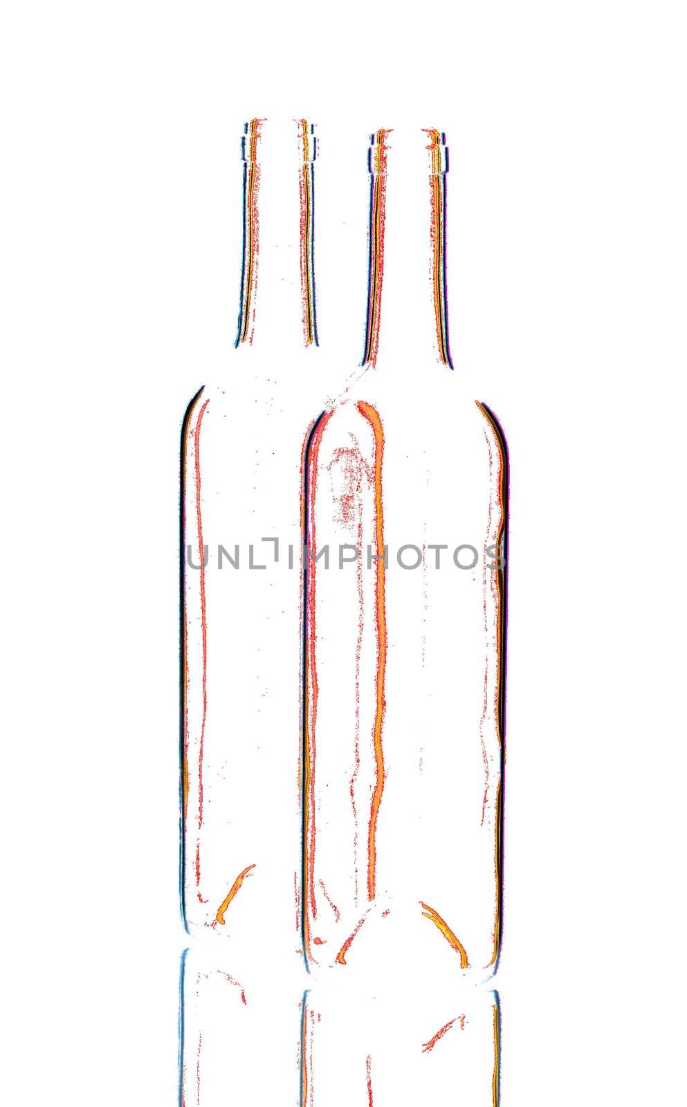 Two wine bottles on a white background