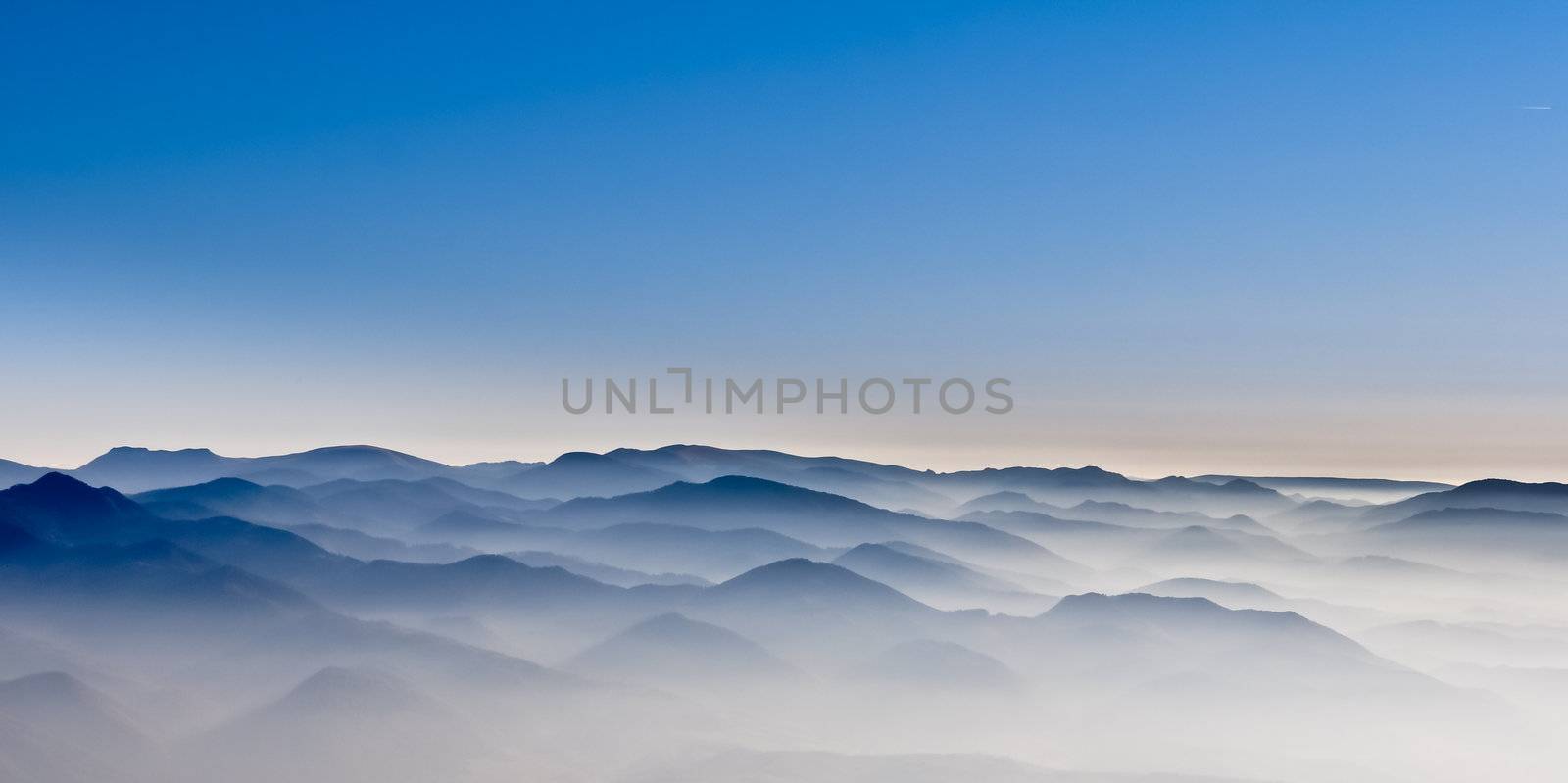 Misty mountain hills misty landscape with foggy hills