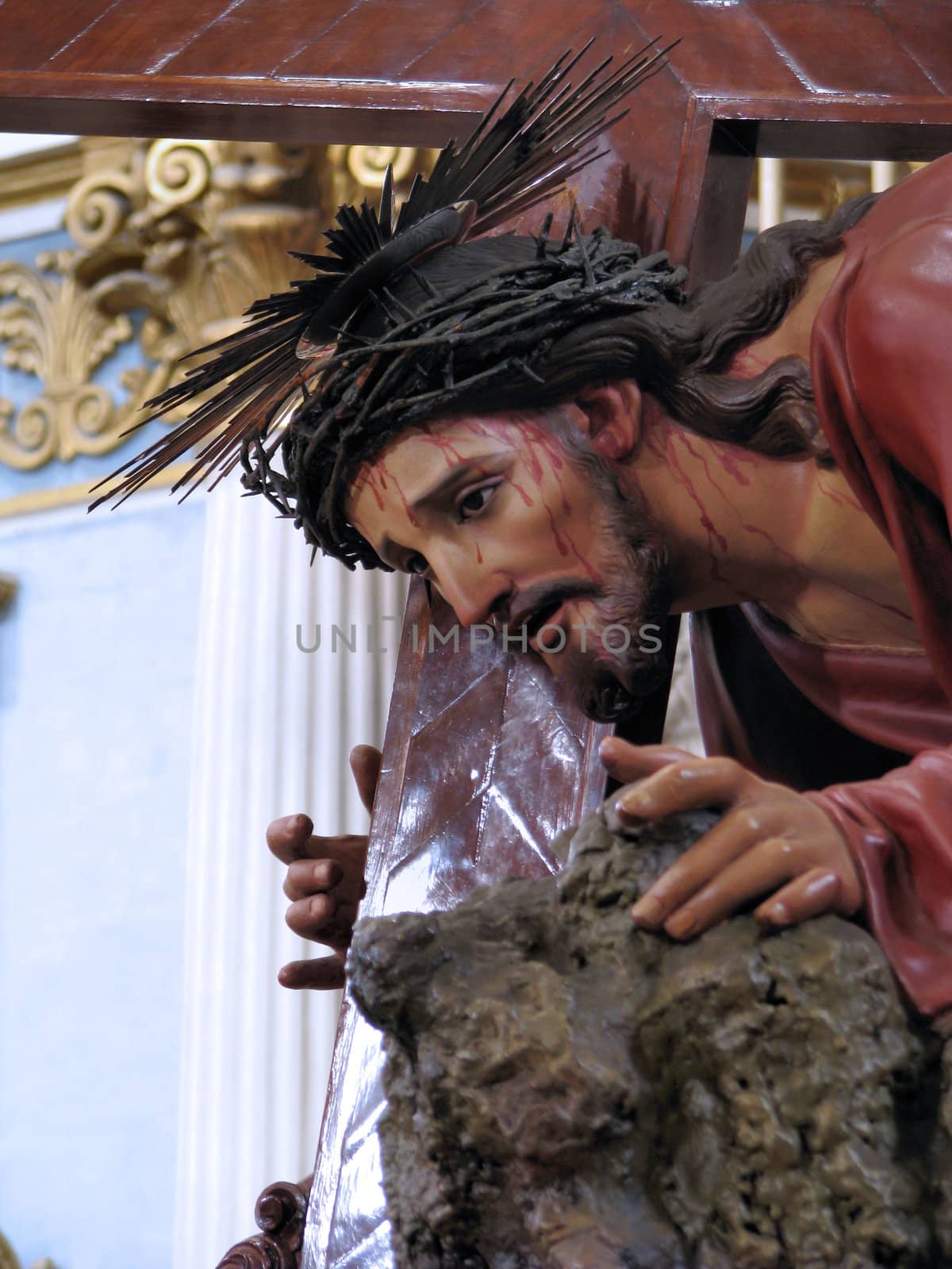 A detail of the statue of Jesus the Redeemer in Mosta, Malta.