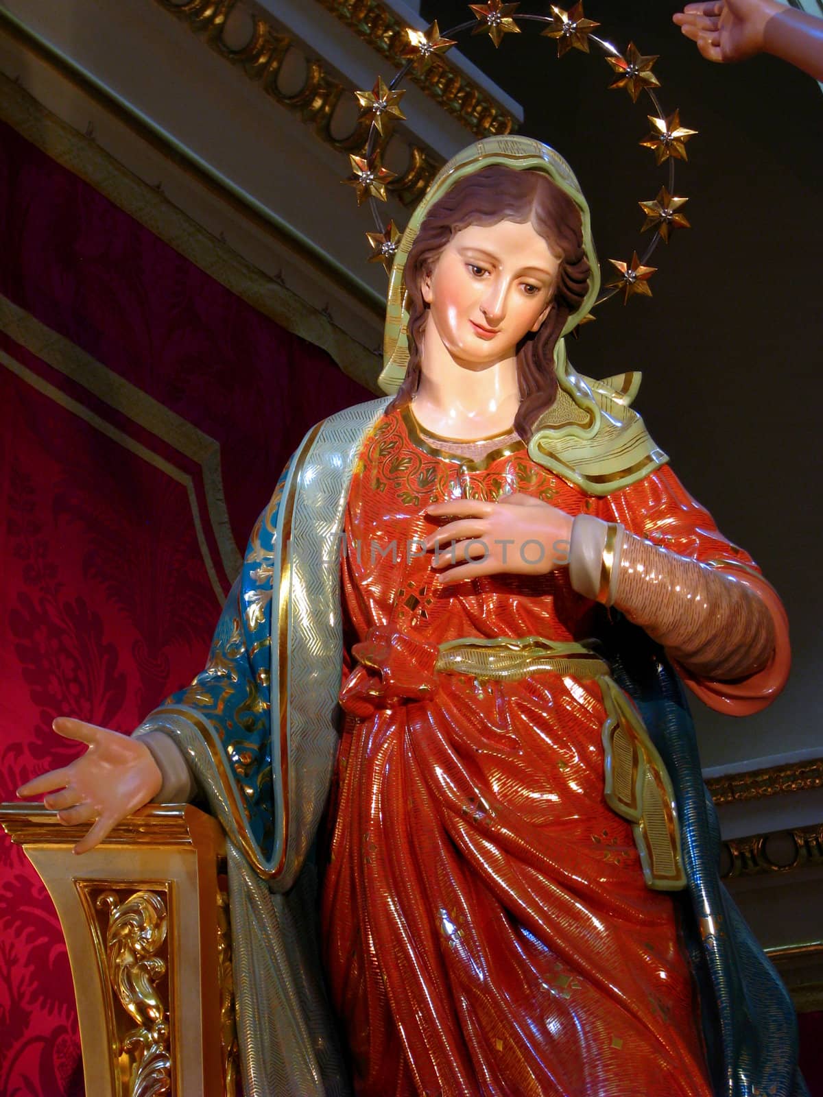 A detail of the statue representing The Annunciation of Our Lord in Tarxien, Malta.
