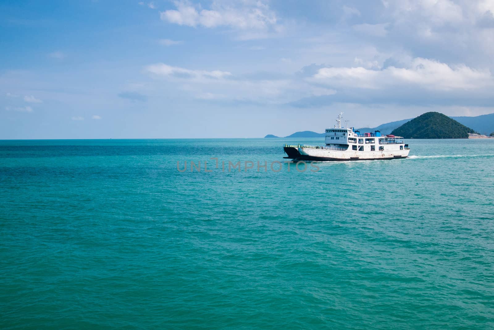 view of passenger ferry boat at Samui island by jakgree