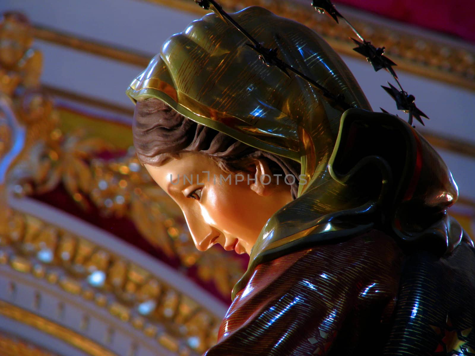 A detail of the statue representing The Annunciation of Our Lord in Tarxien, Malta.