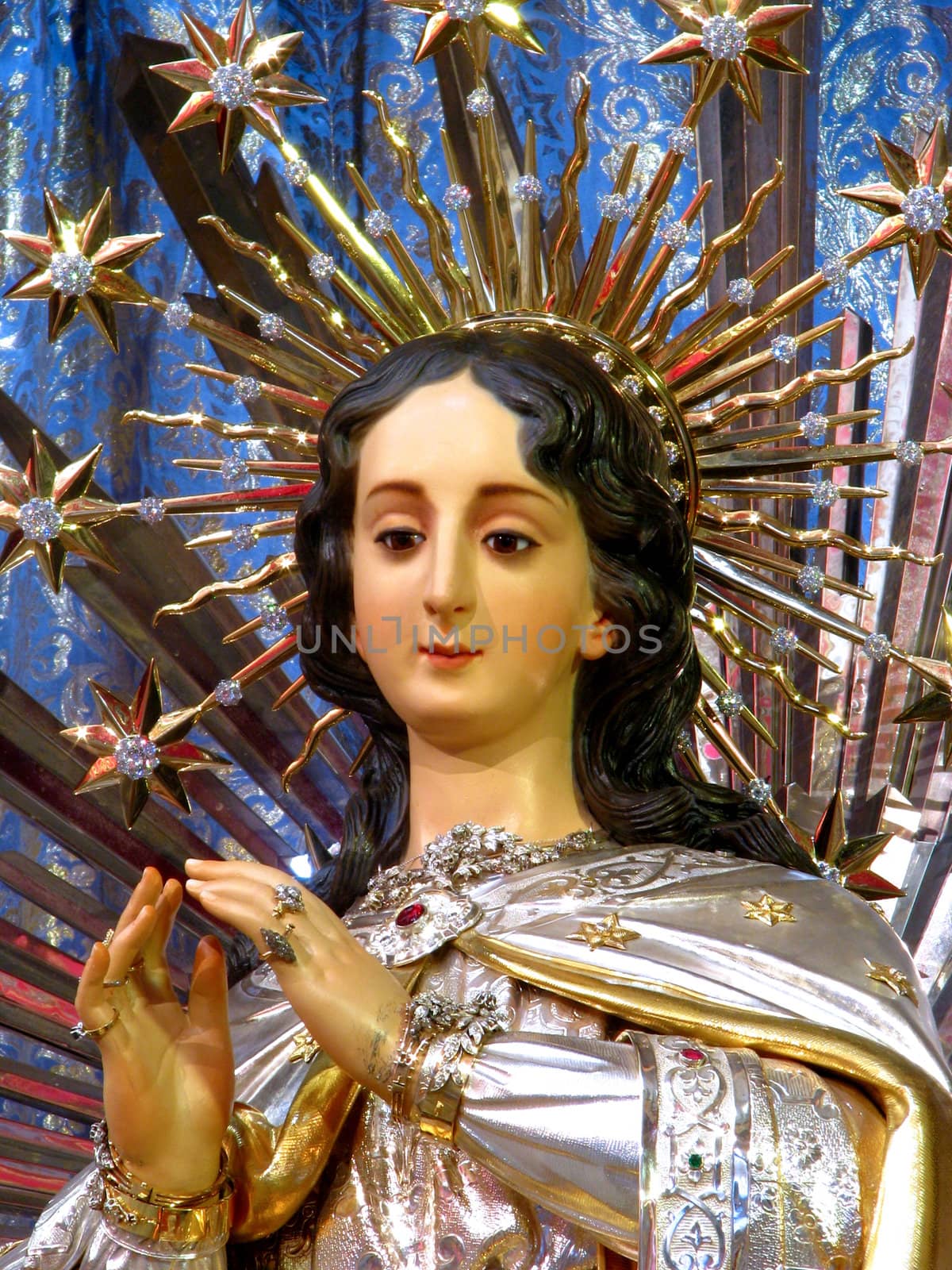 The most precious and beautiful statue of A detail of the statue of the Immaculate Conception in the church of Cospicua, Malta.