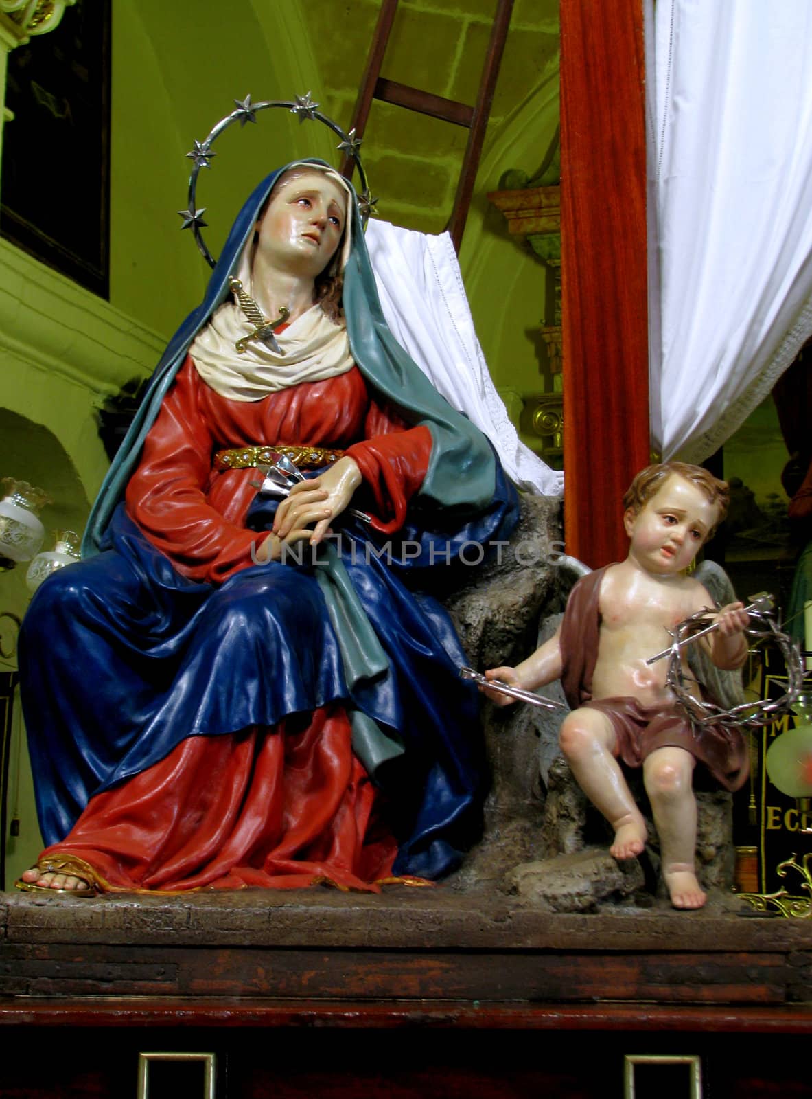 The statue of Our Lady of Sorrows in Valletta, Malta.