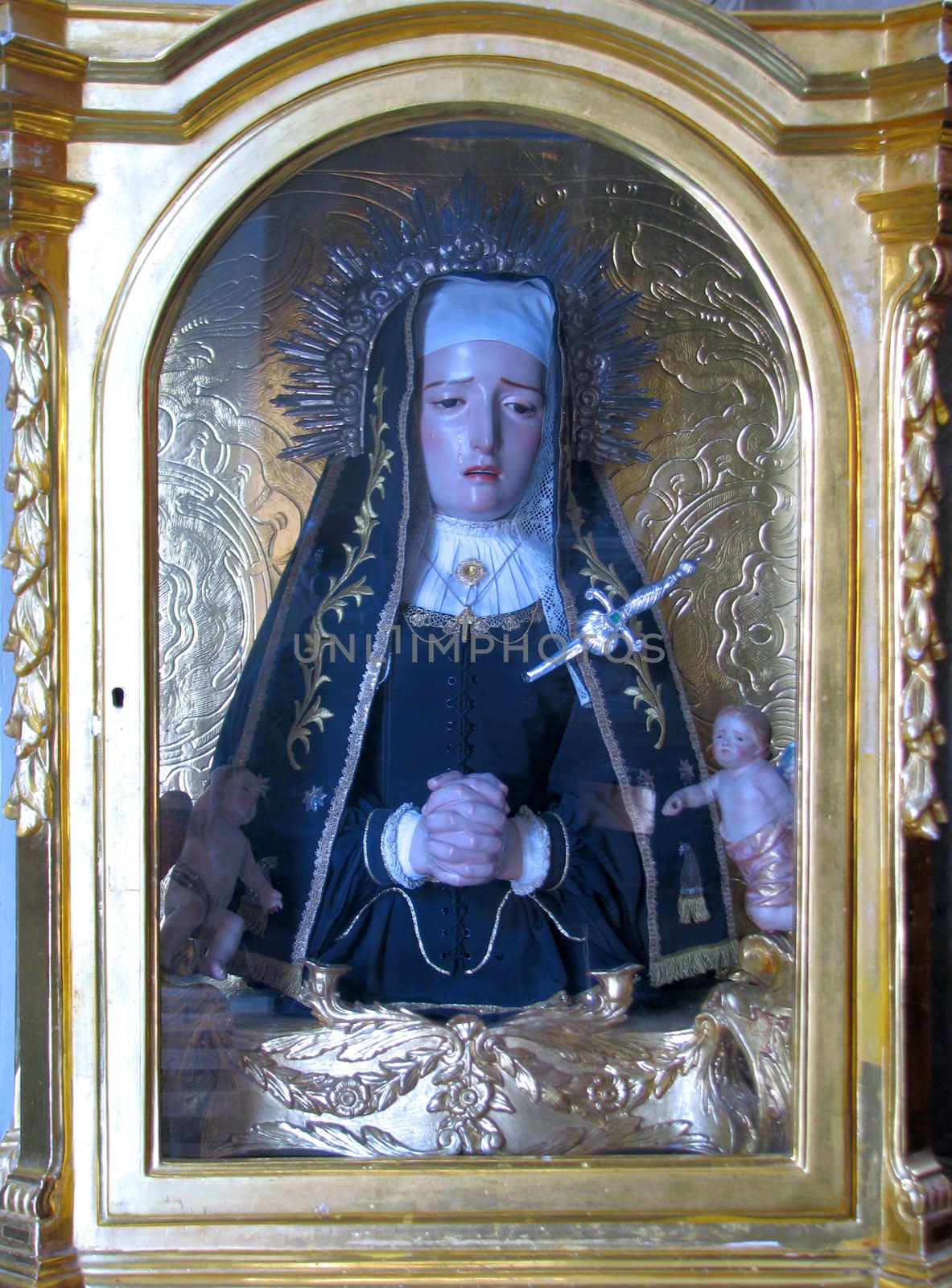 A statue of Our Lady of Sorrows in Vittoriosa, Malta.