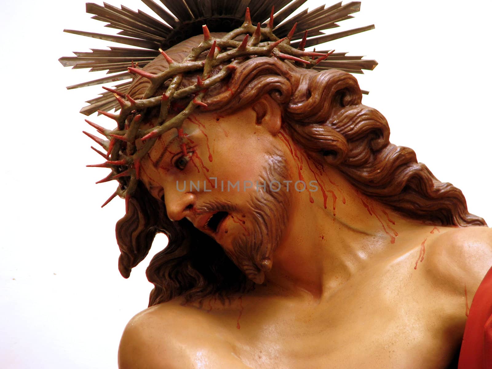 A detail of the statue of Jesus crowned with thorns in Rabat, Malta.