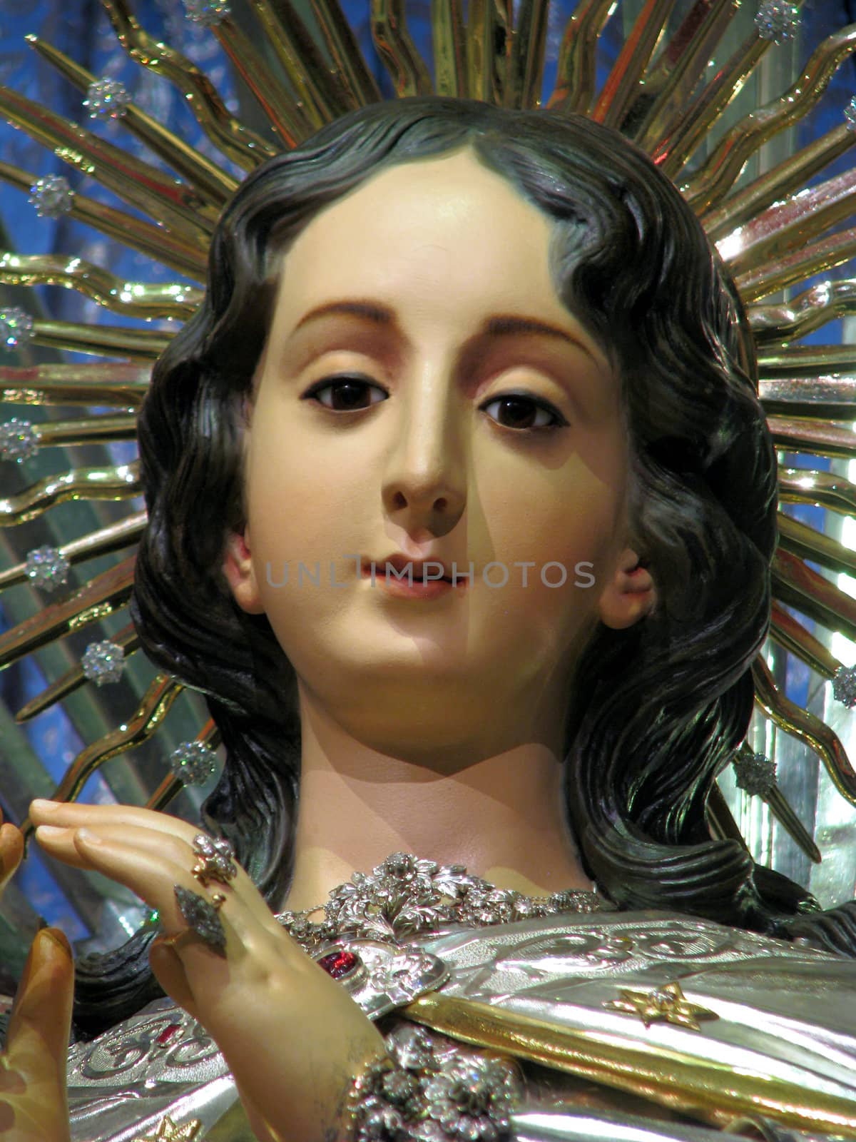 A detail of the statue of the Immaculate Conception in the church of Cospicua, Malta.