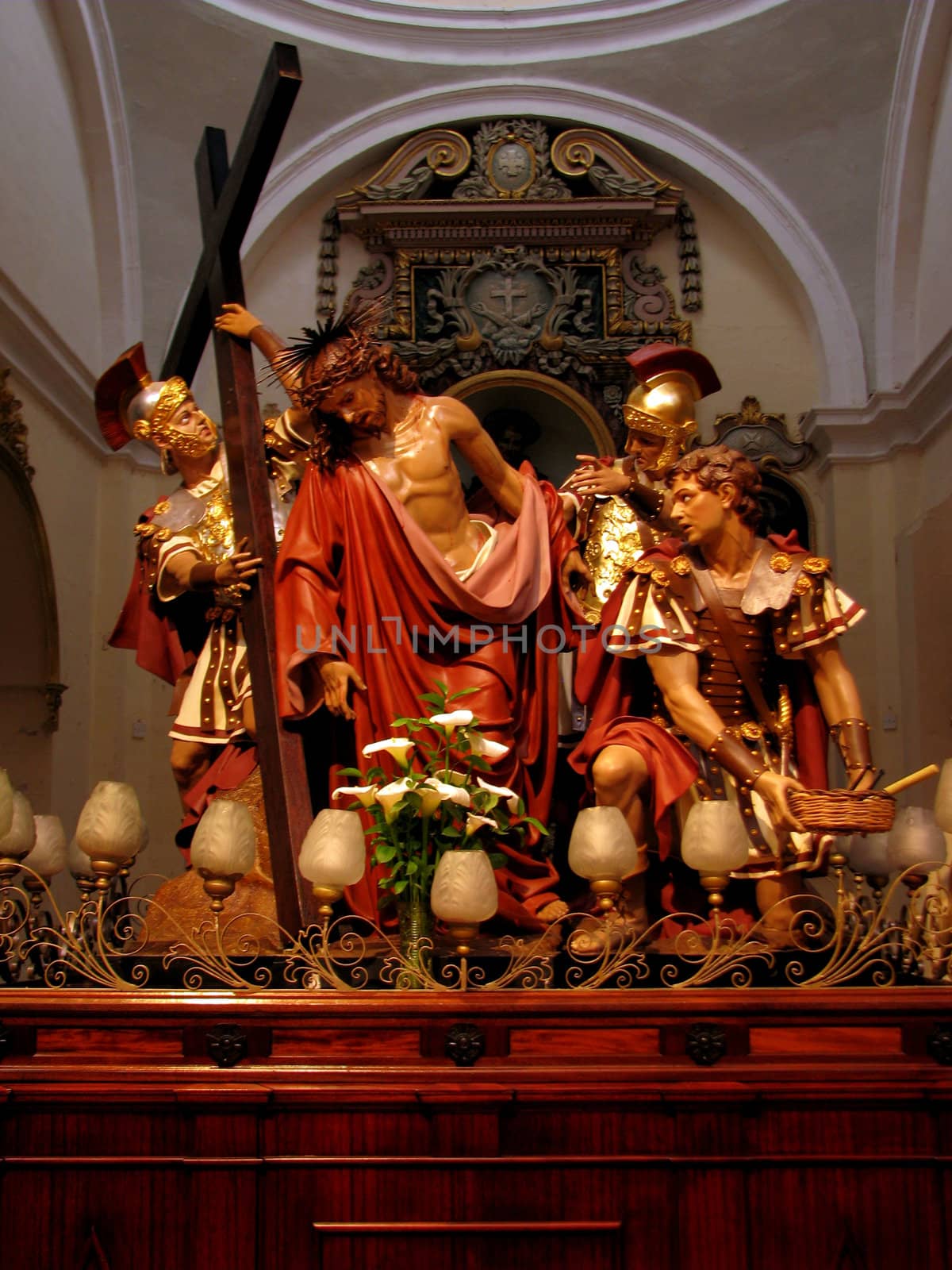 The statue representing The Tenth Station of The Cross when Jesus is stripped of His garments.