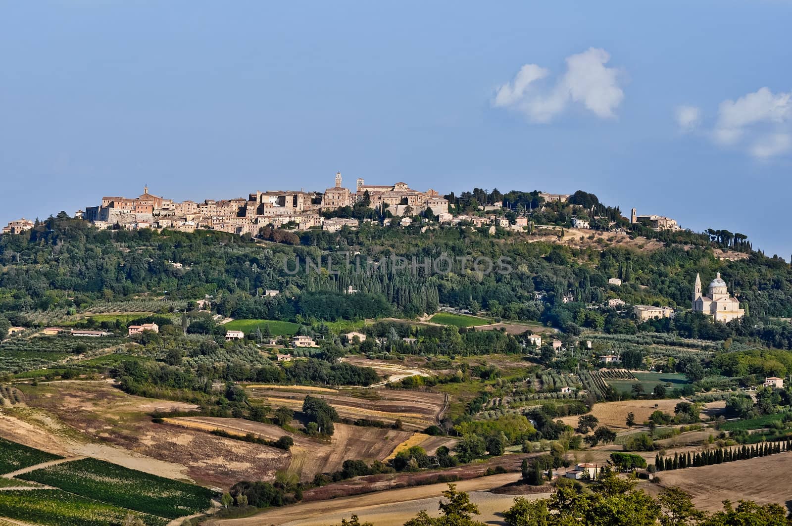 Montepulciano village landscape view before the sunset by martinm303