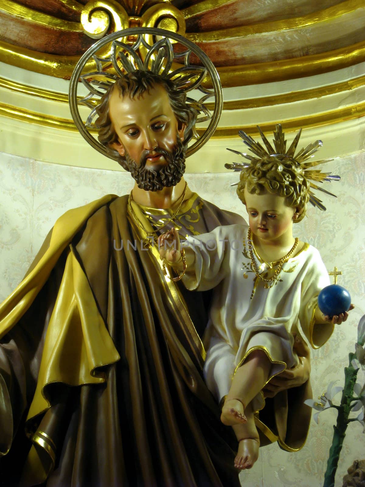 A detail of the statue of Saint Joseph in Marsa, Malta.