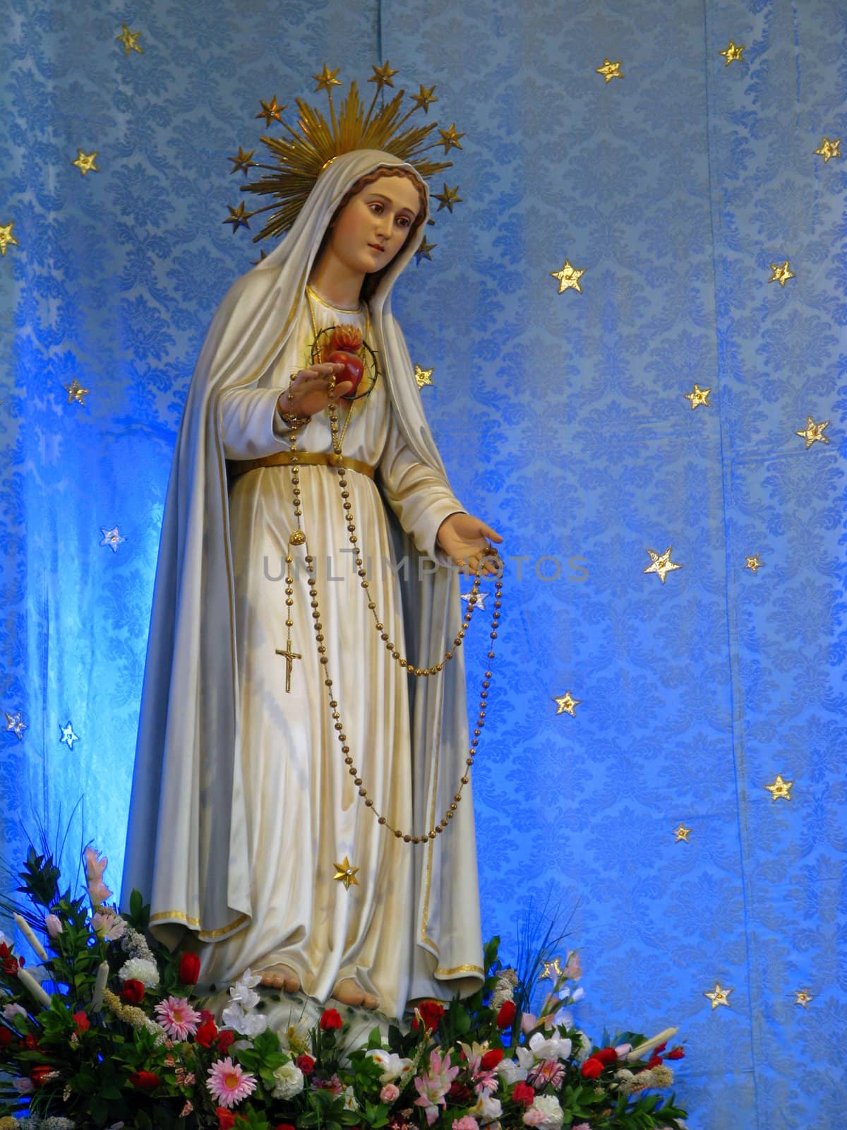 The statue of Our Lady of Fatima venerated in the parish church of Gwardamangia, Malta.