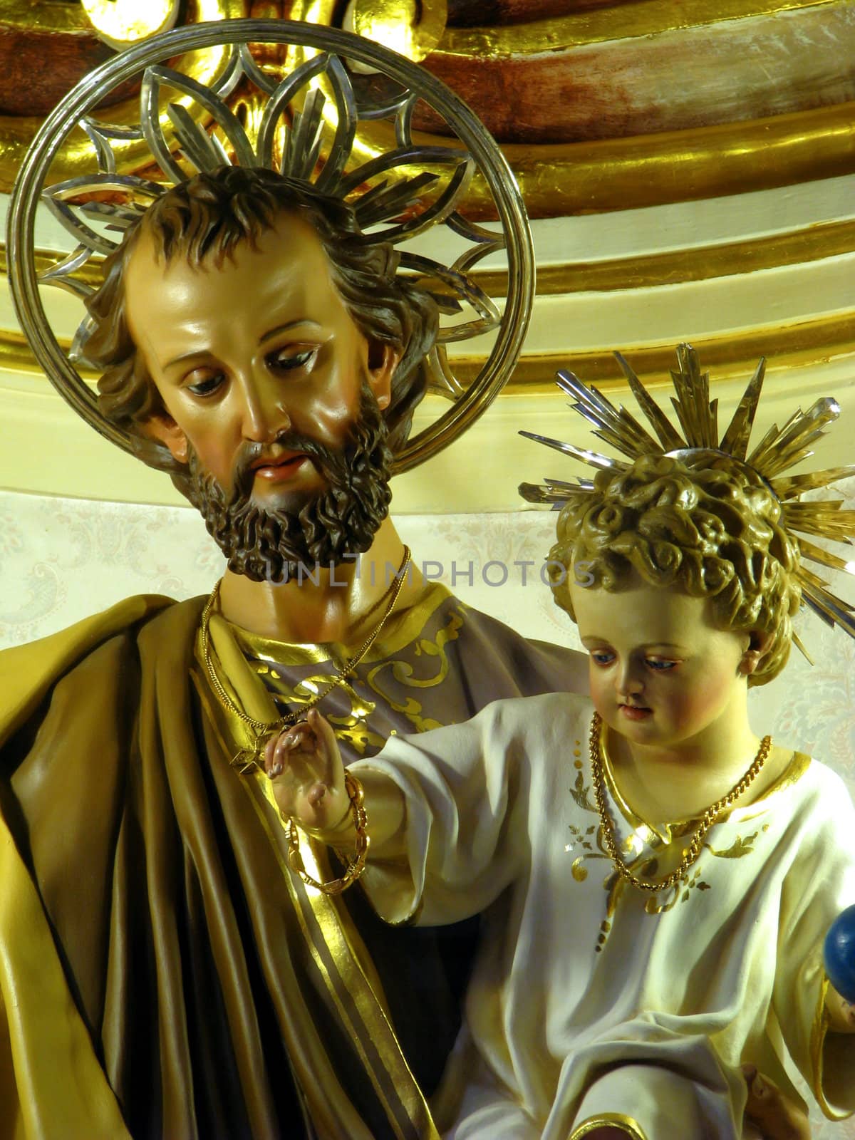 A detail of the statue of Saint Joseph in Marsa, Malta.