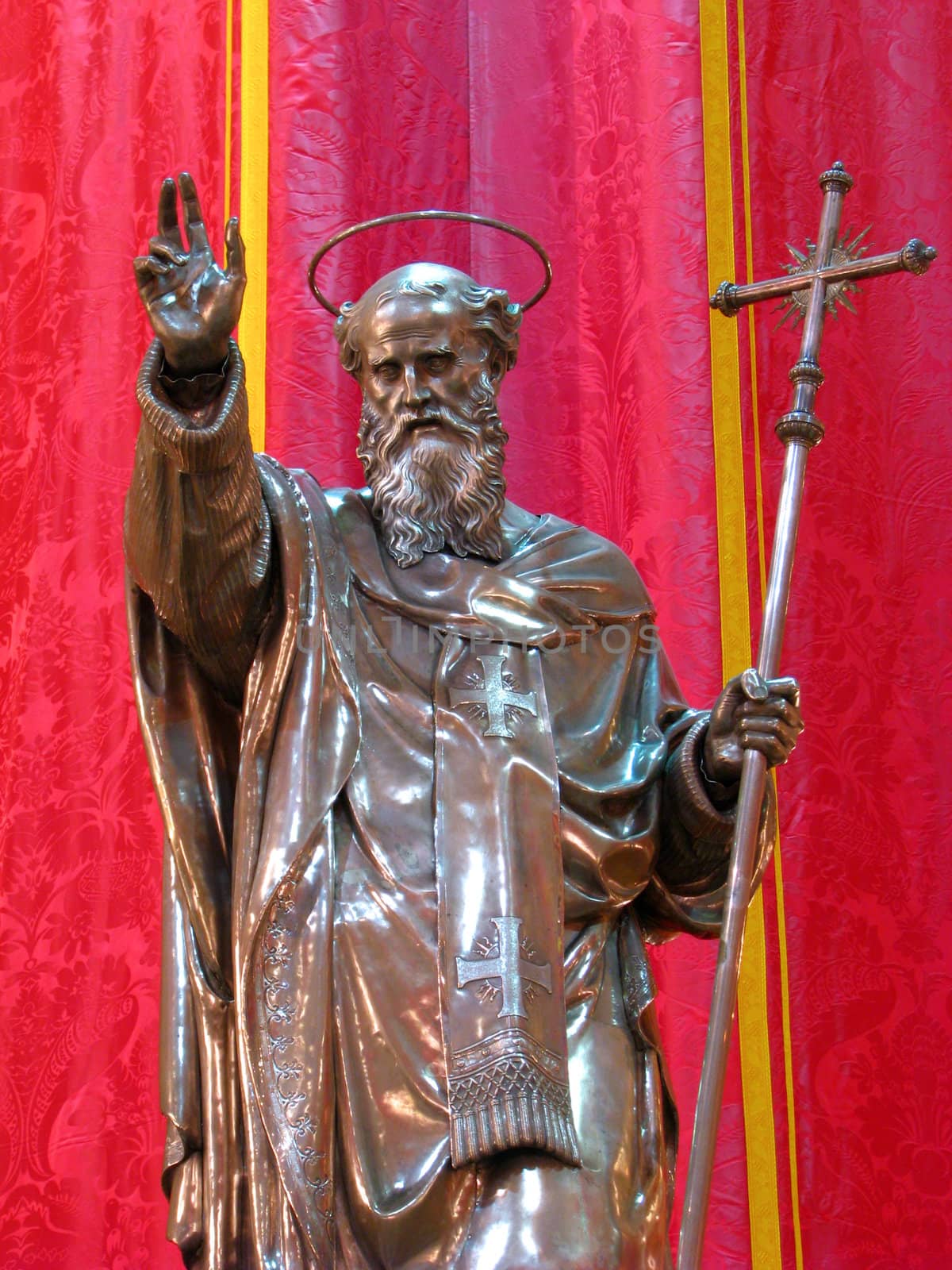 A detail of the silver statue of Saint Philip in Zebbug, Malta.