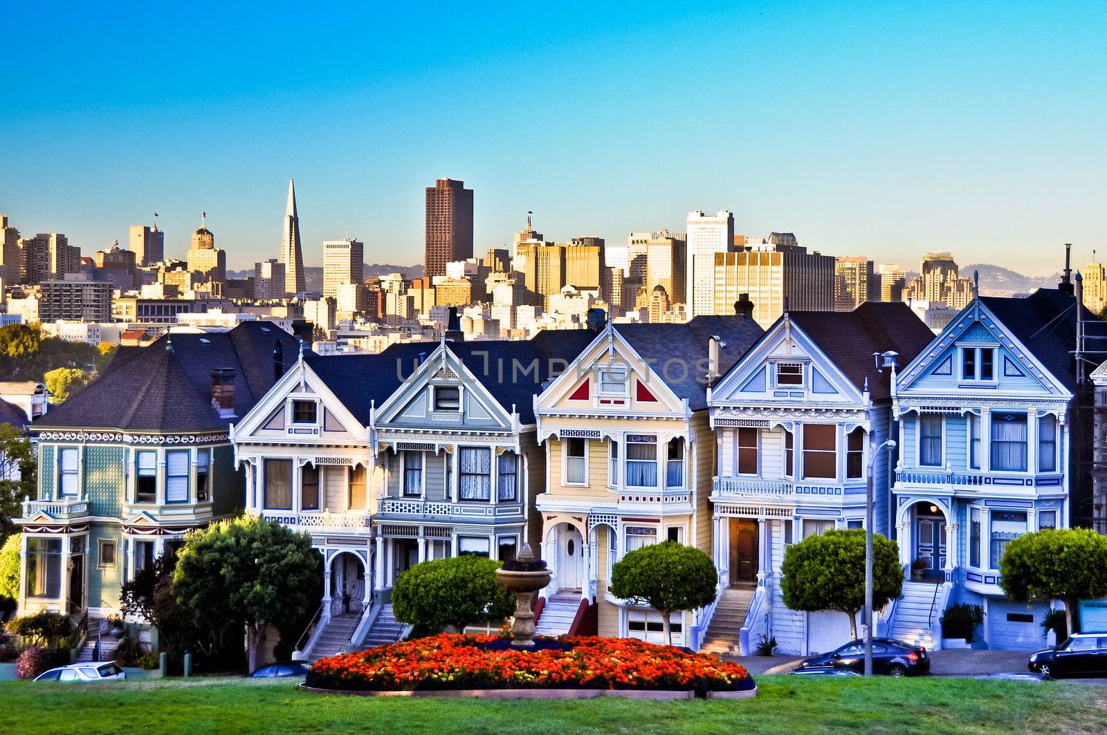 San francisco victorian houses at Alamo square, USA