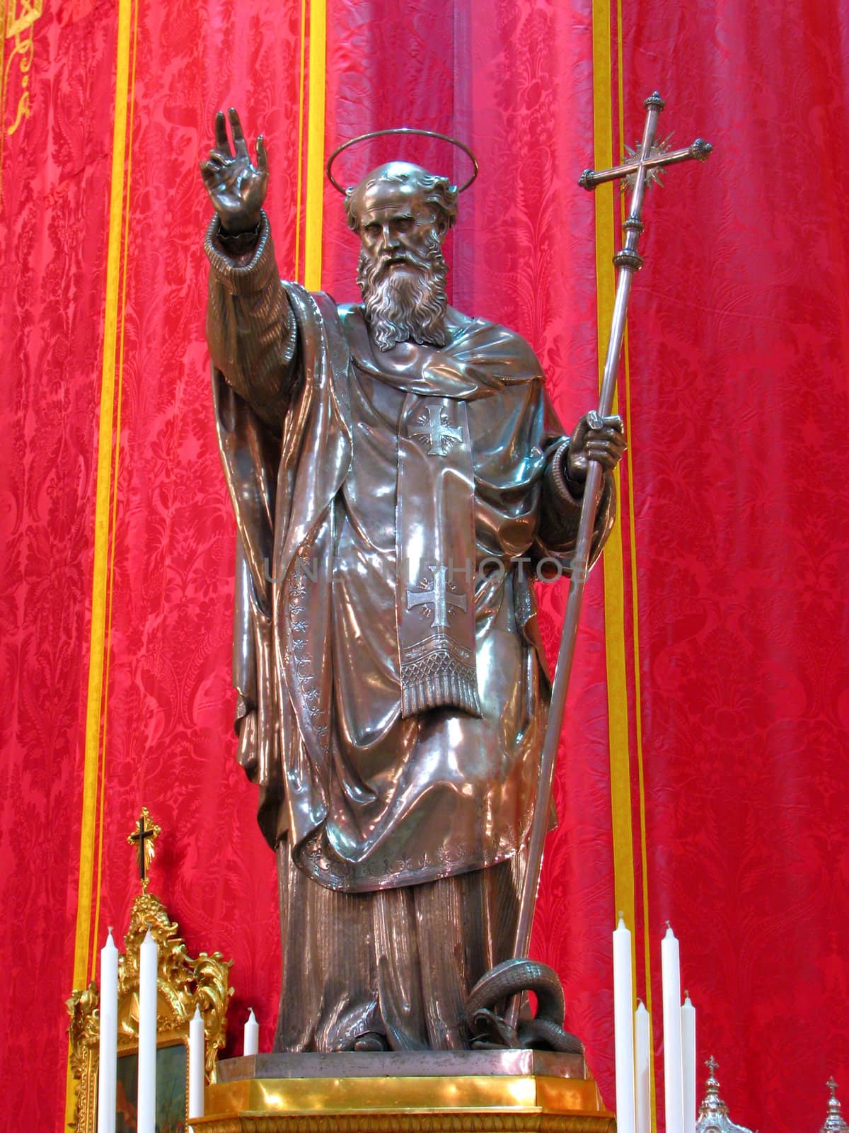 The silver statue of Saint Philip in Zebbug, Malta.