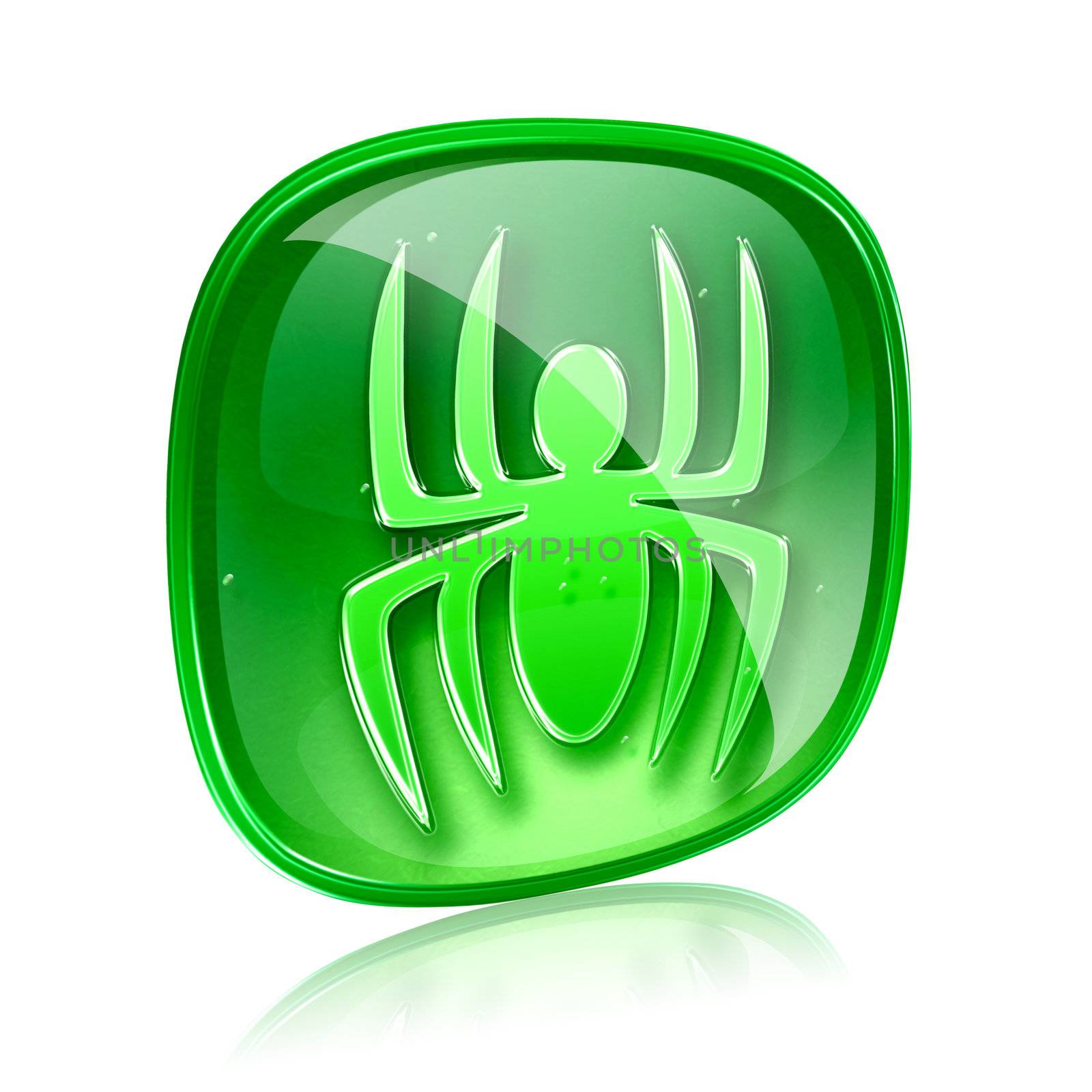 Virus icon green glass, isolated on white background. by zeffss