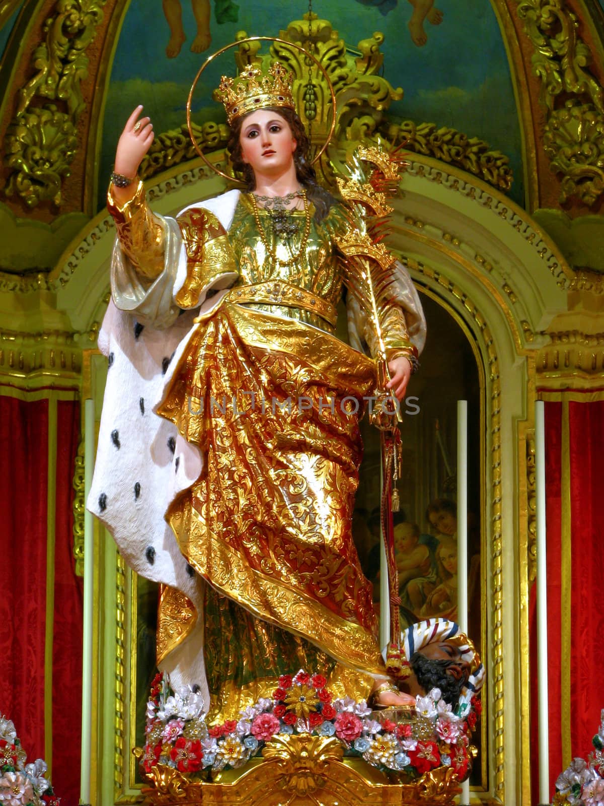 The statue of Saint Catherine of Alexandria in Zejtun, Malta.