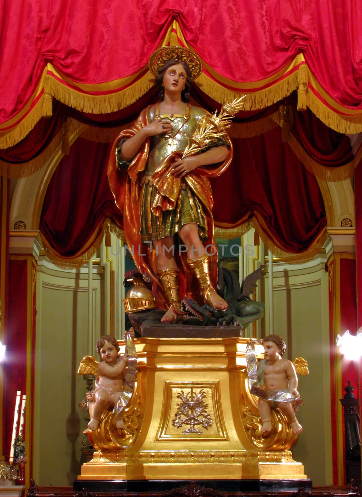 The statue of Saint George in  Qormi, Malta.
